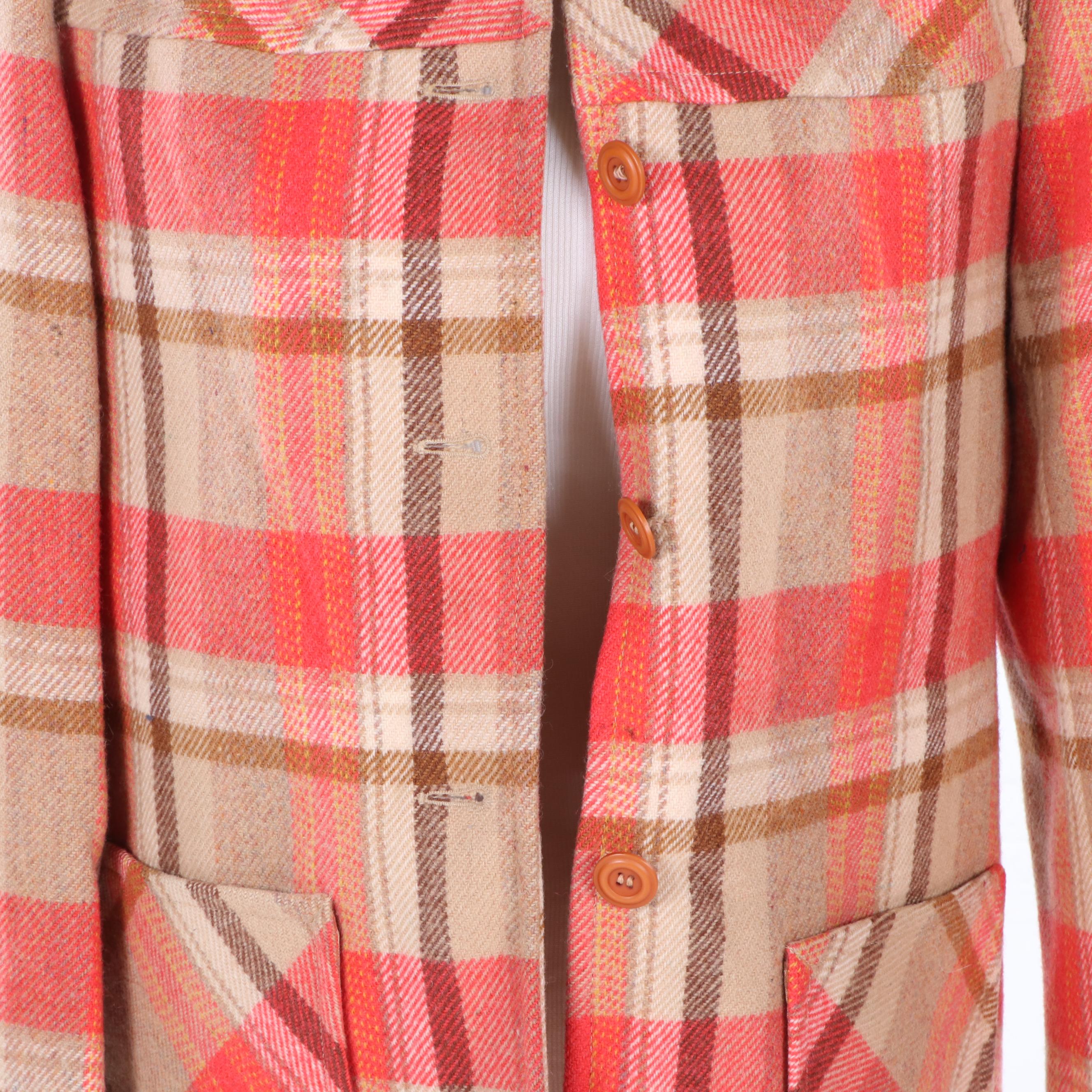 Women's Vintage Young Pendleton Plaid Wool Shirt Jacket