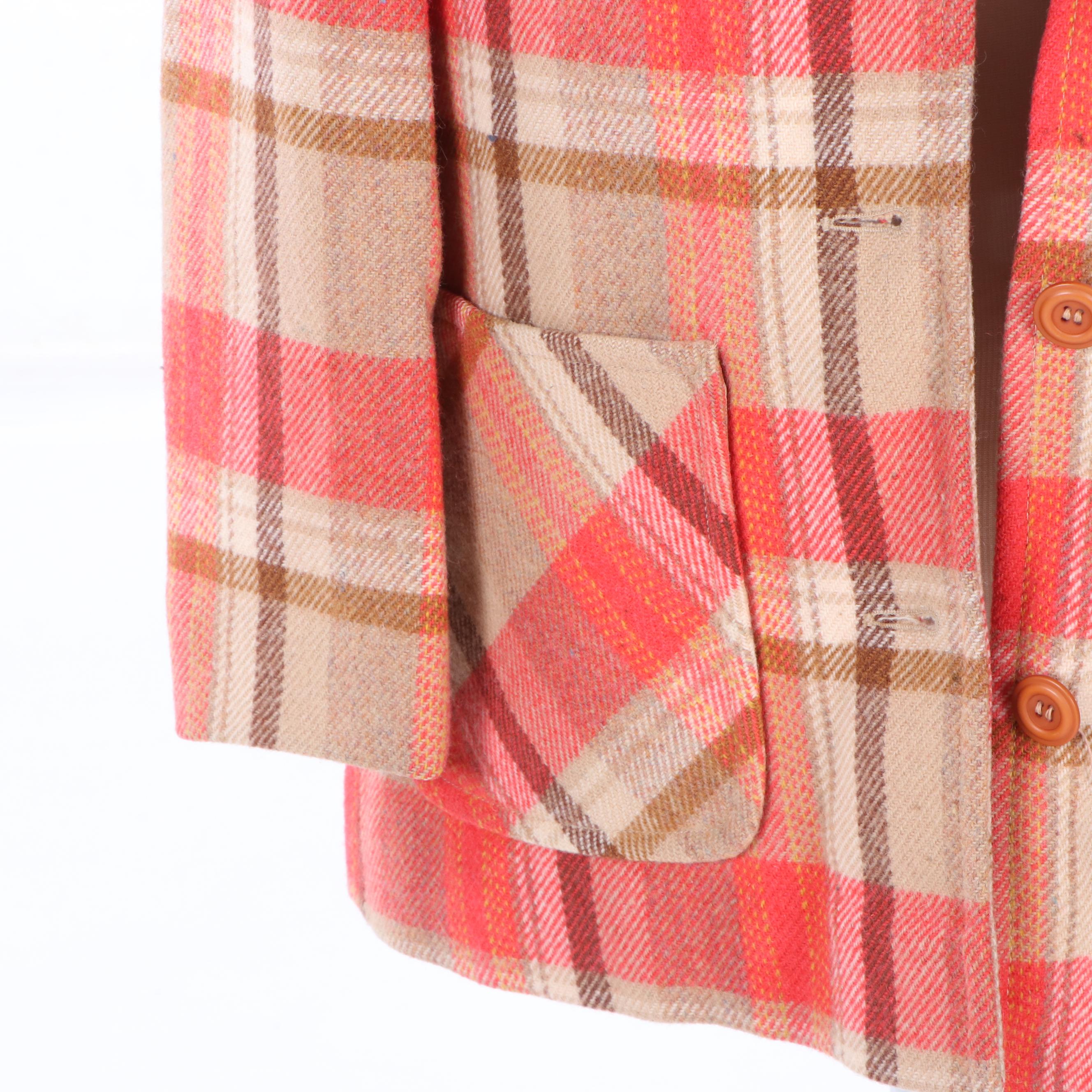 Women's Vintage Young Pendleton Plaid Wool Shirt Jacket