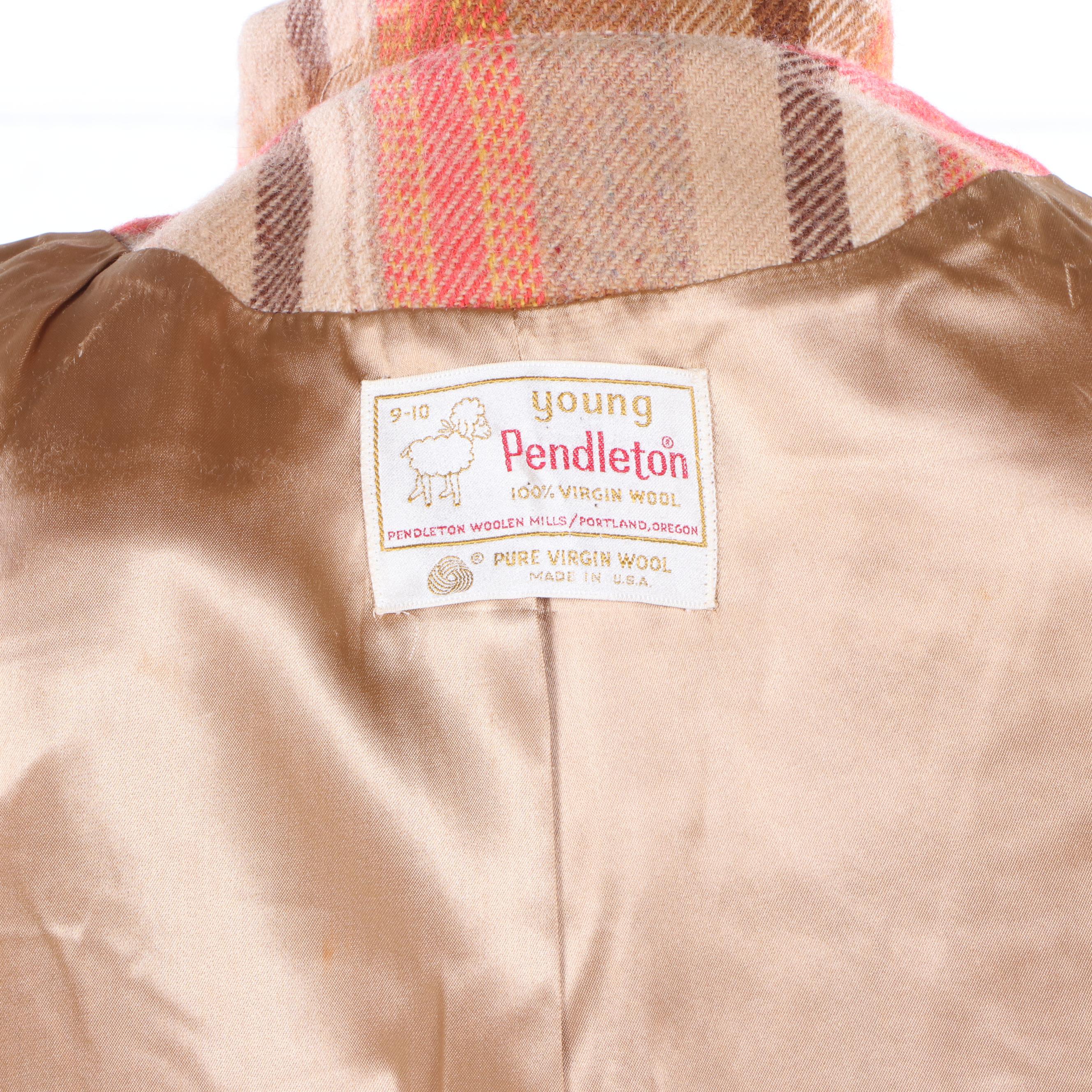 Women's Vintage Young Pendleton Plaid Wool Shirt Jacket