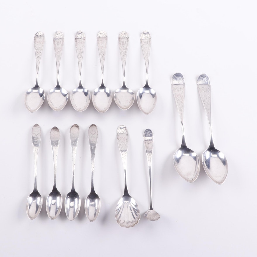 A.G. Reed & Co. American Coin Silver Spoons, Mid-19th Century