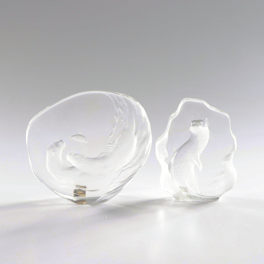 Mats Jonasson Crystal Otter Figurines