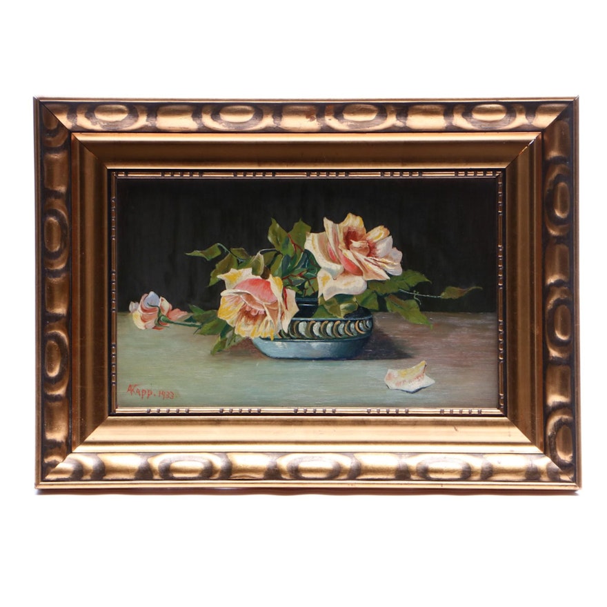 Alfred Kapp 1933 Floral Still Life Oil Painting