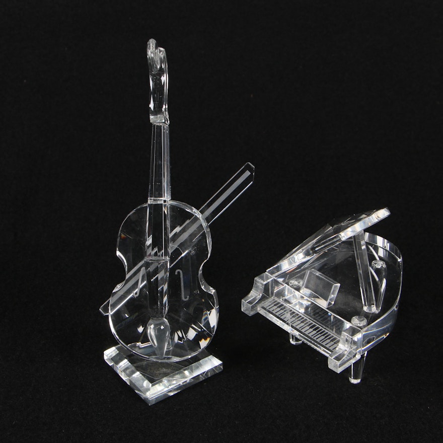 Shannon Crystal Cello Figurine with Crystal Piano Figurine