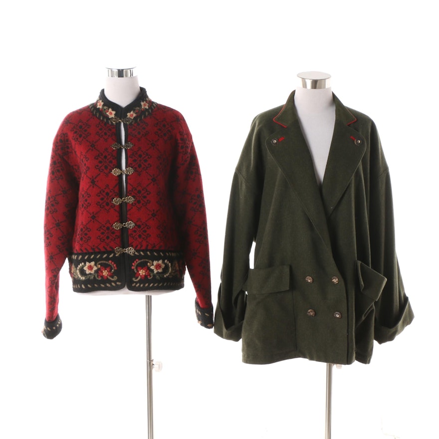 Women's Wallach Double-Breasted Wool Jacket and Icelandic Design Wool Cardigan