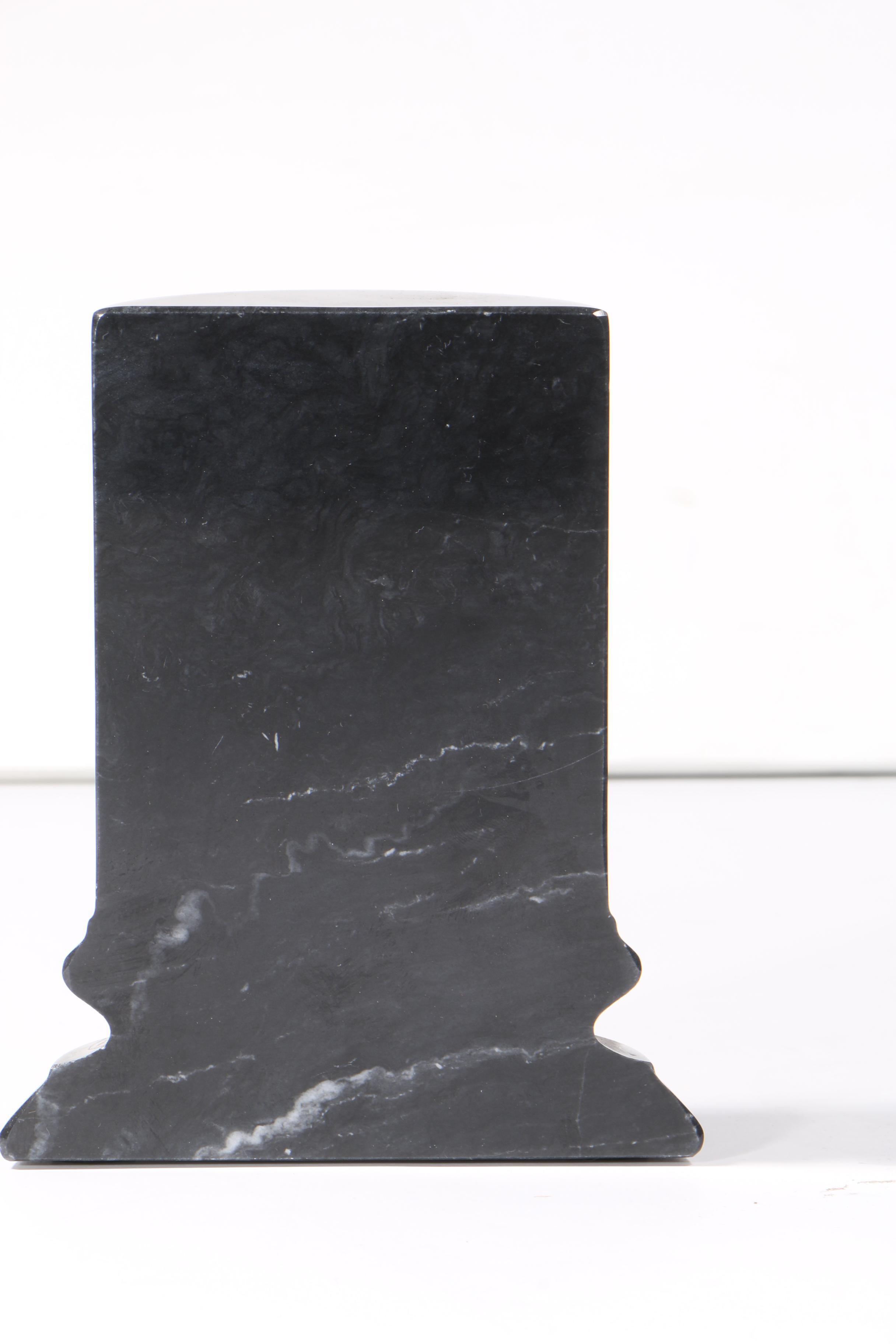 Marble Bookend and Plaster Replica Figurine after Auguste Rodin "The Thinker"