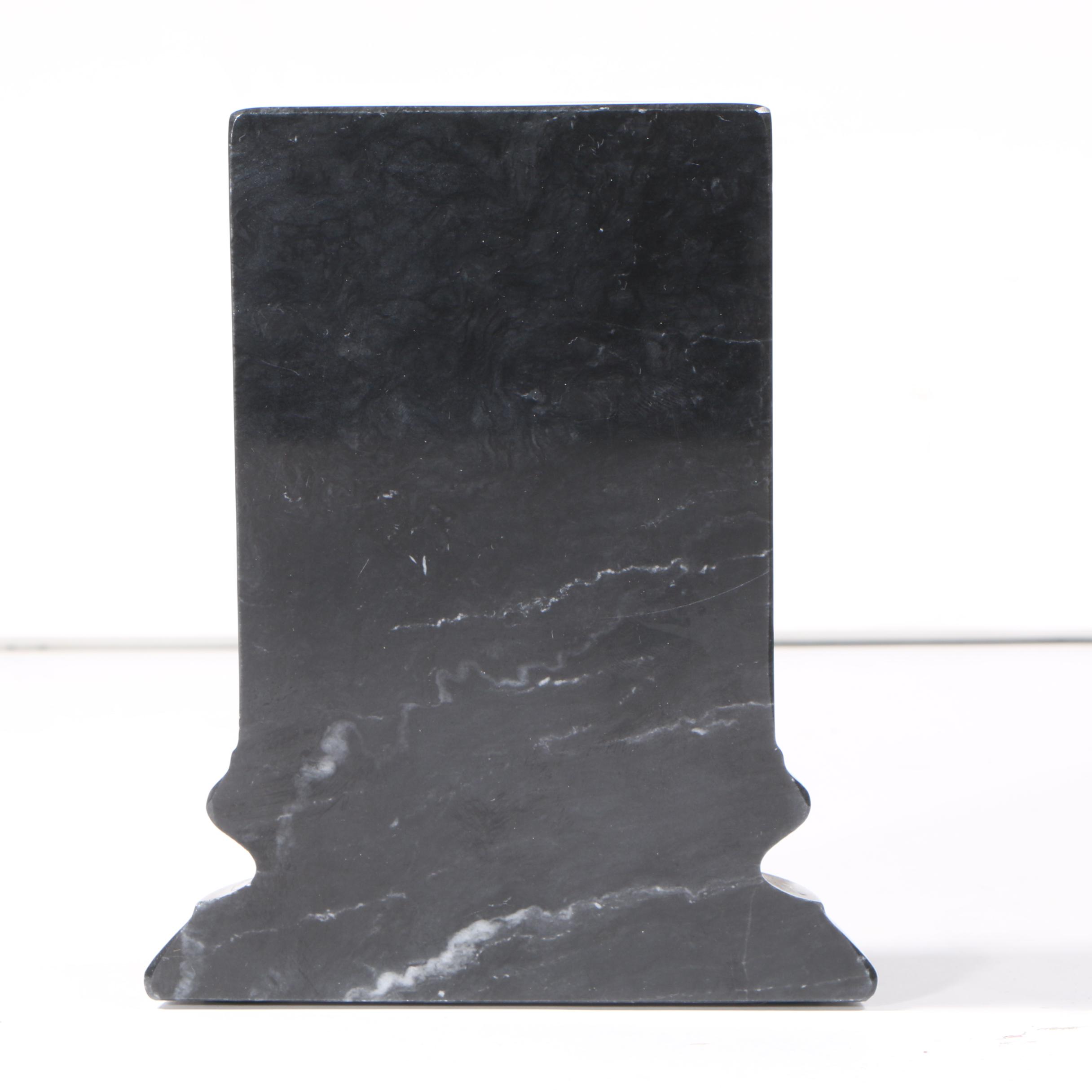 Marble Bookend and Plaster Replica Figurine after Auguste Rodin "The Thinker"
