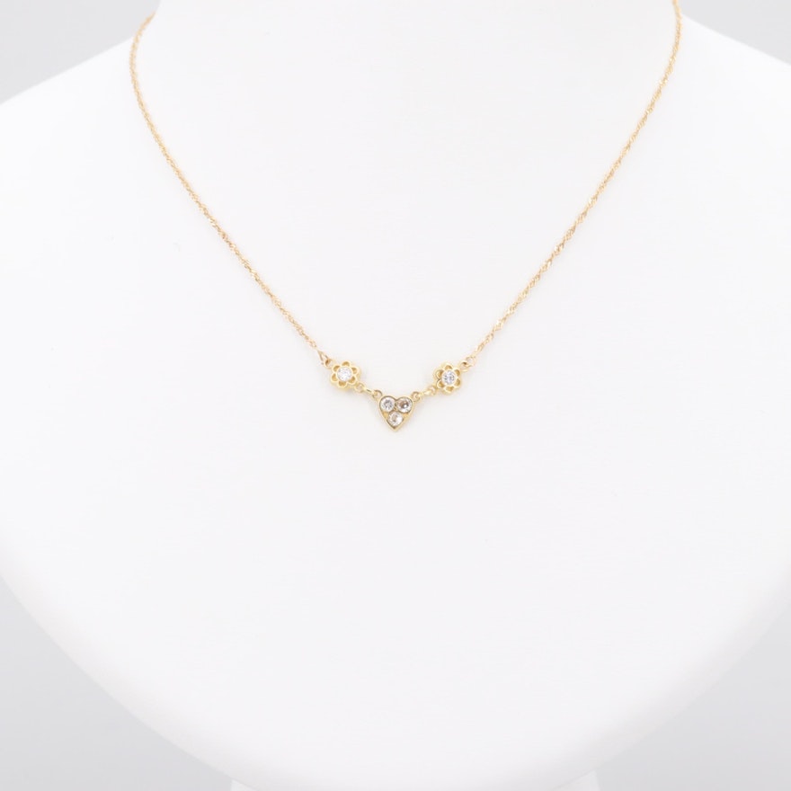 14K Yellow Gold Cubic Zirconia Necklace