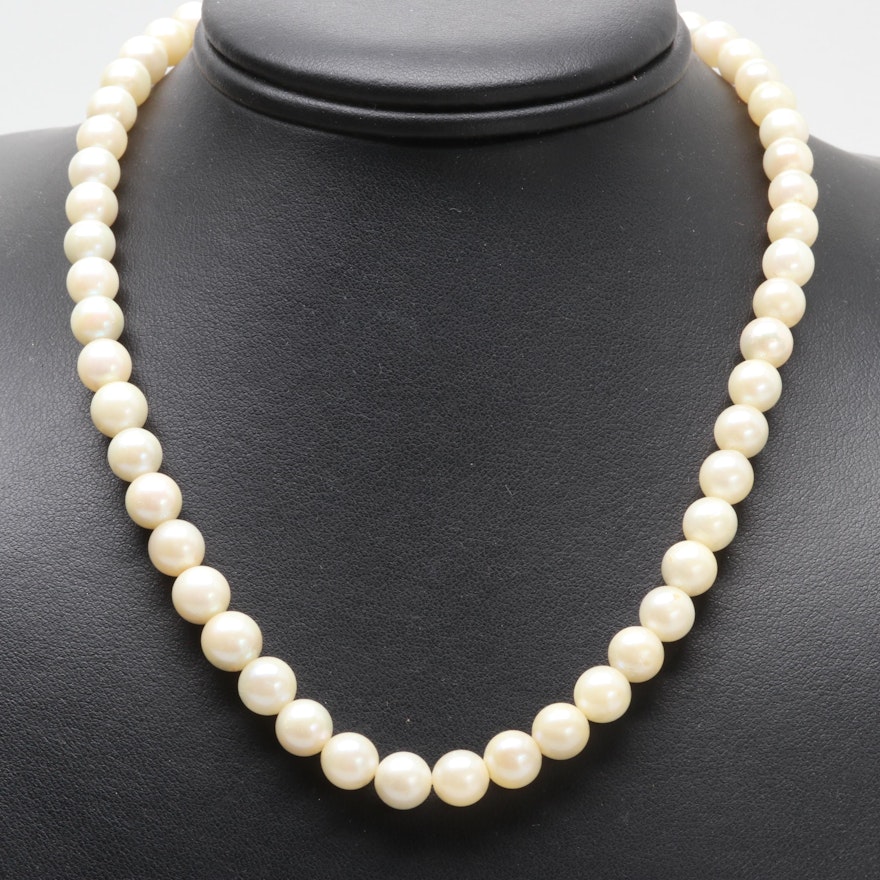 14K Yellow Gold and Gold Tone Cultured Pearl Necklace