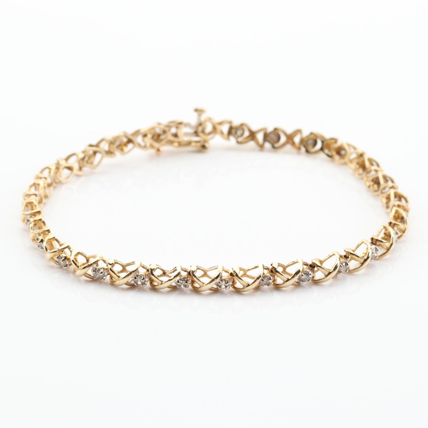 10K Yellow Gold Diamond Tennis Bracelet