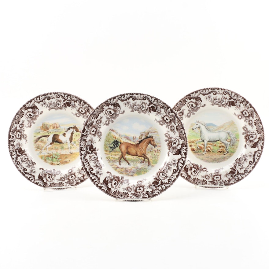 Spode "Woodland" Wild Horses Dinner Plates