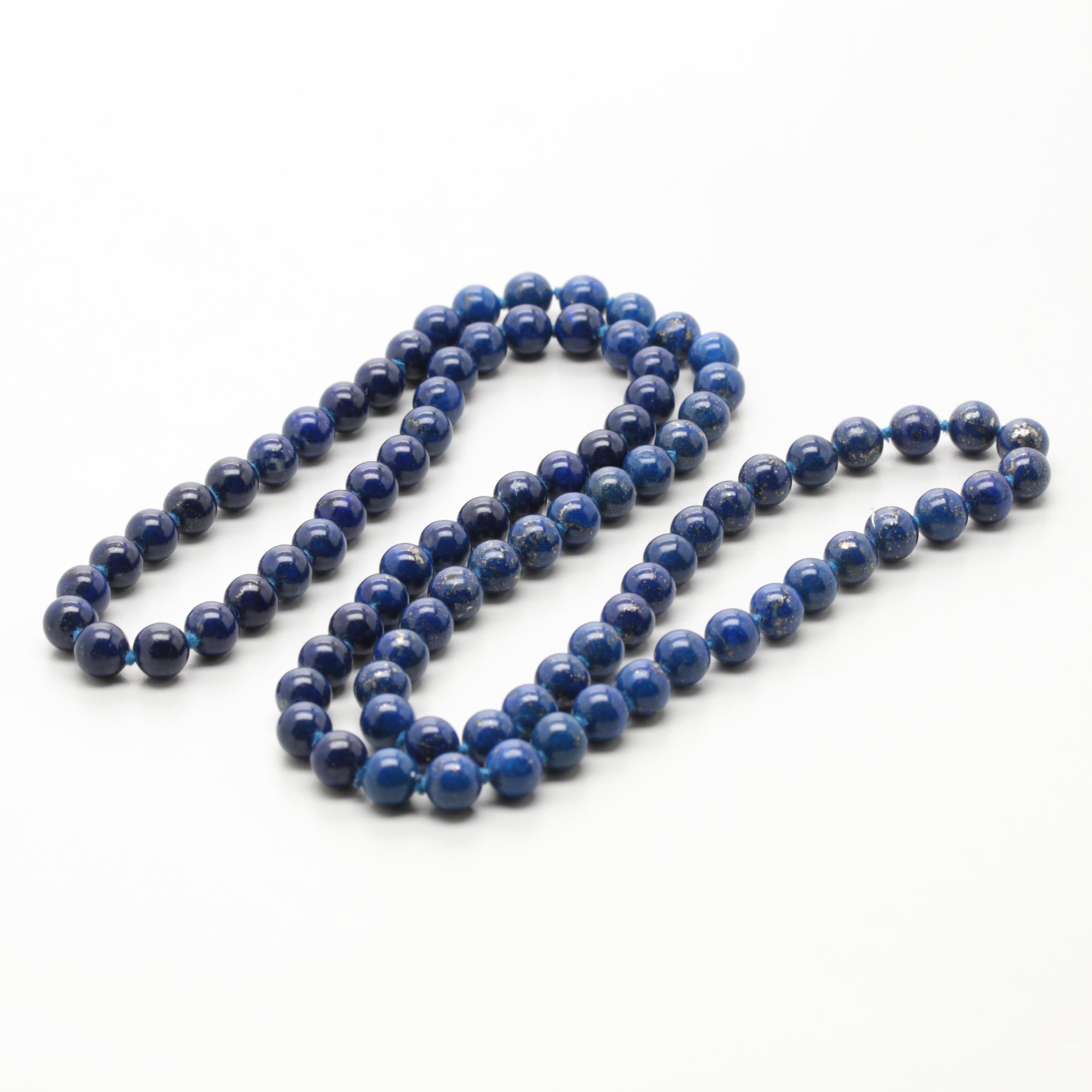Hand Knotted Endless Beaded Lapis Lazuli Necklace