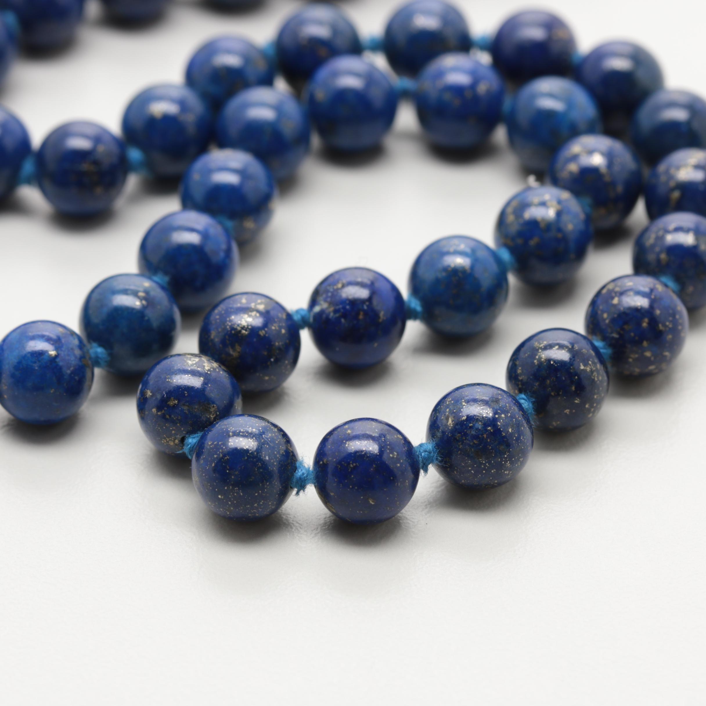 Hand Knotted Endless Beaded Lapis Lazuli Necklace