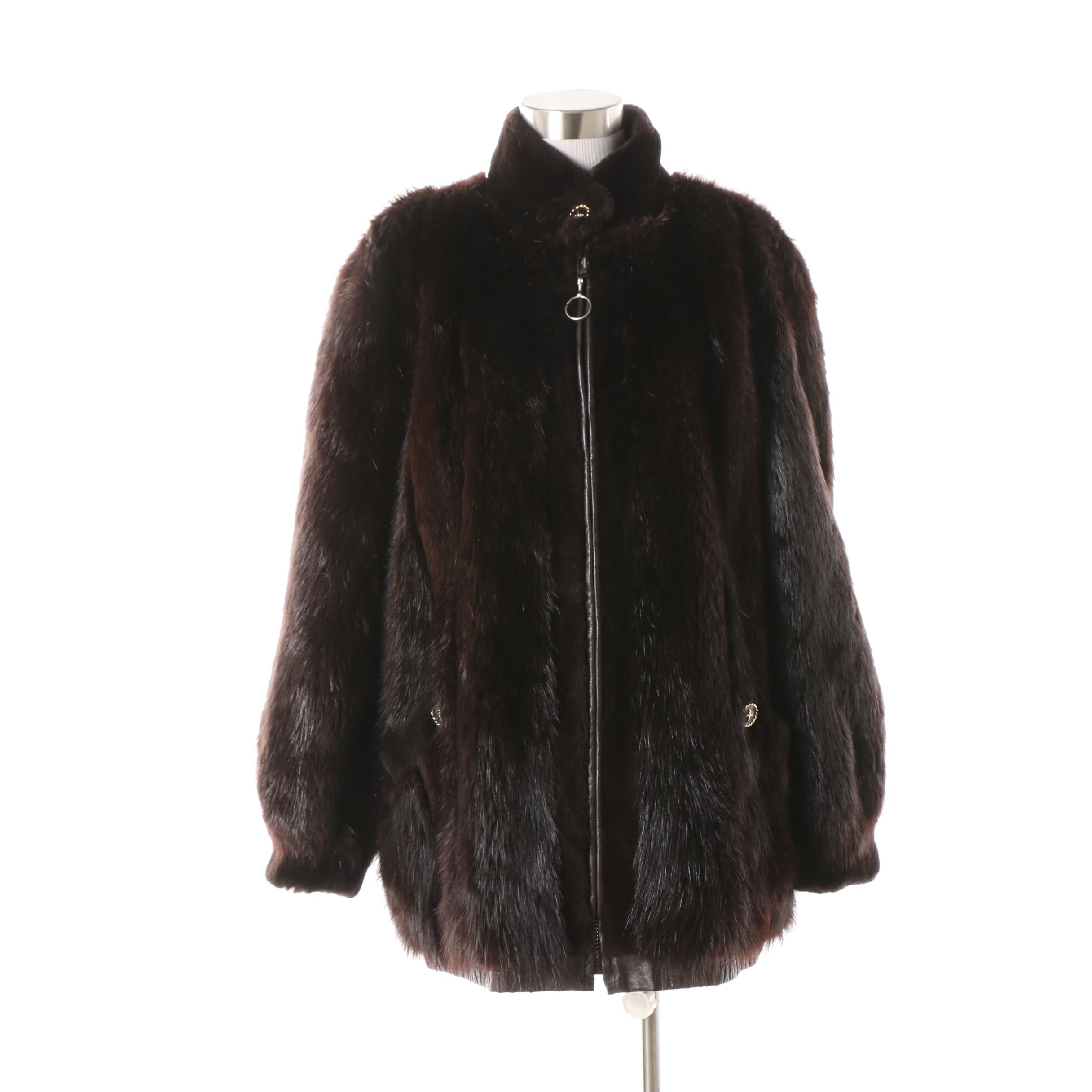 1980s Vintage O'Brien & Sons Furs Beaver Fur and Leather Reversible Jacket