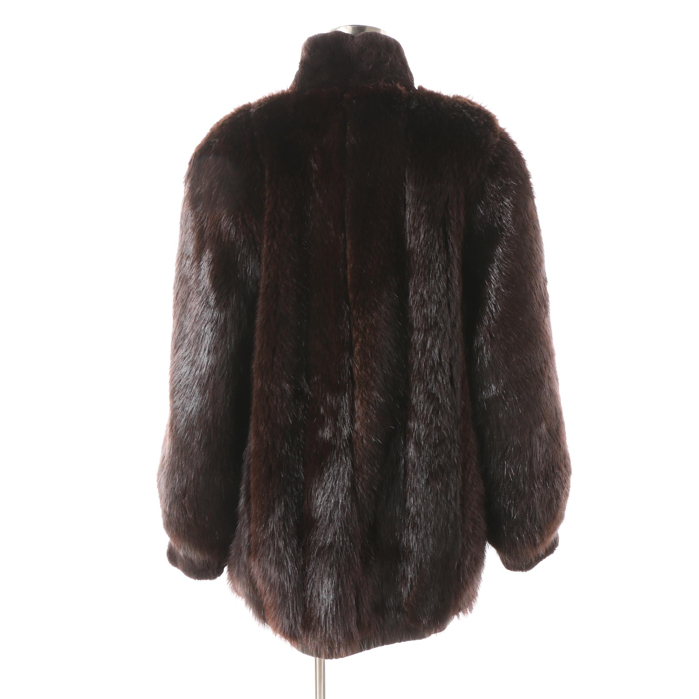 1980s Vintage O'Brien & Sons Furs Beaver Fur and Leather Reversible Jacket