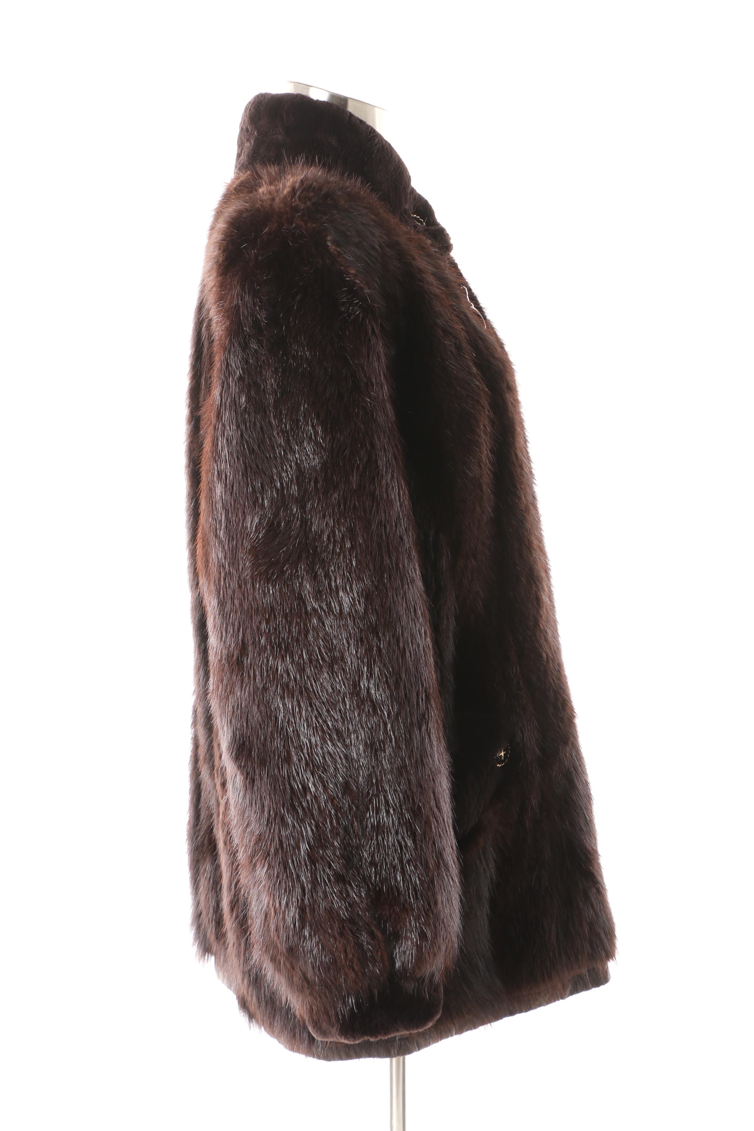 1980s Vintage O'Brien & Sons Furs Beaver Fur and Leather Reversible Jacket