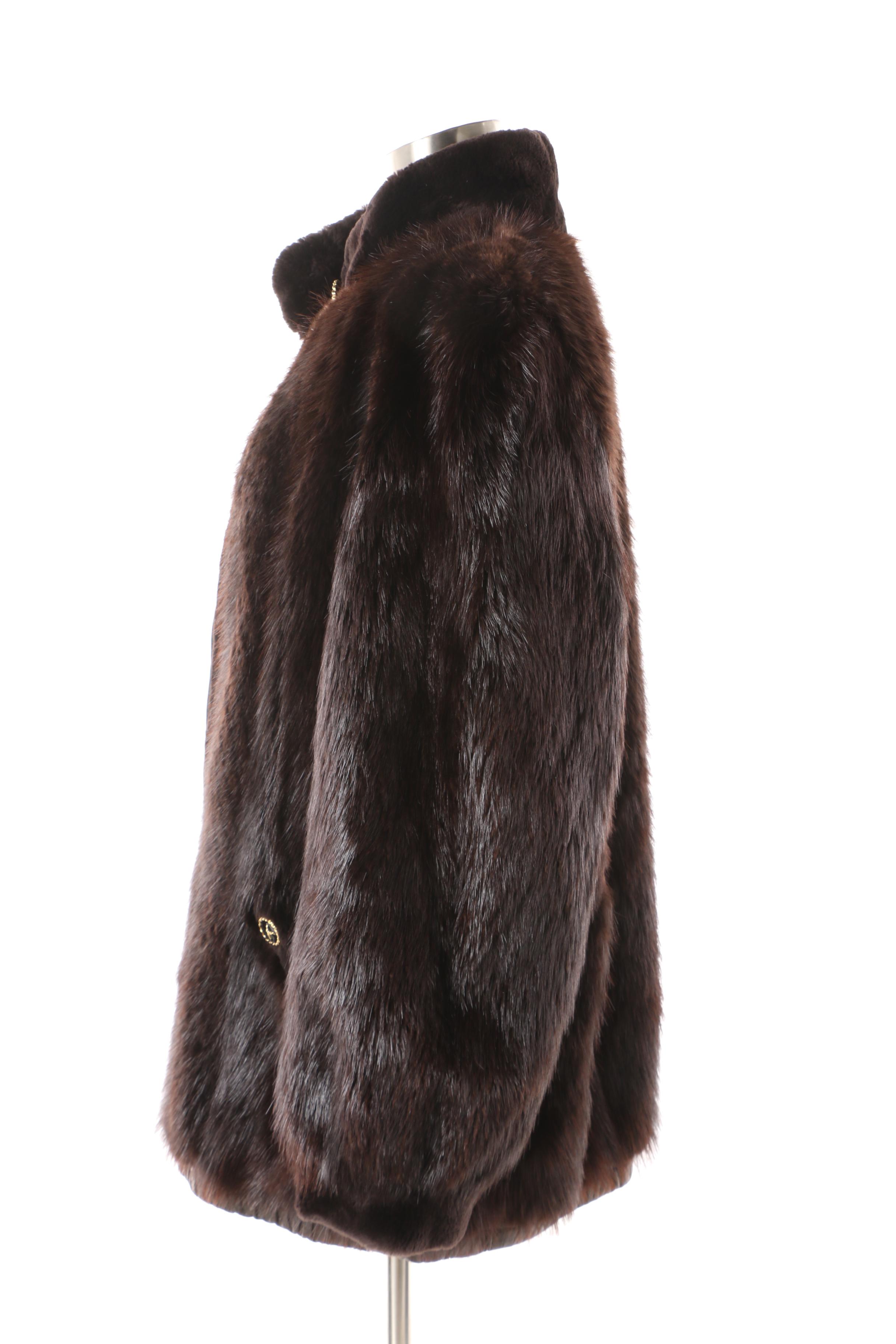 1980s Vintage O'Brien & Sons Furs Beaver Fur and Leather Reversible Jacket