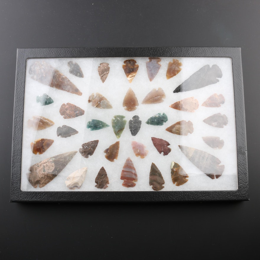 Collection of Thirty-Five Contemporary Arrowheads