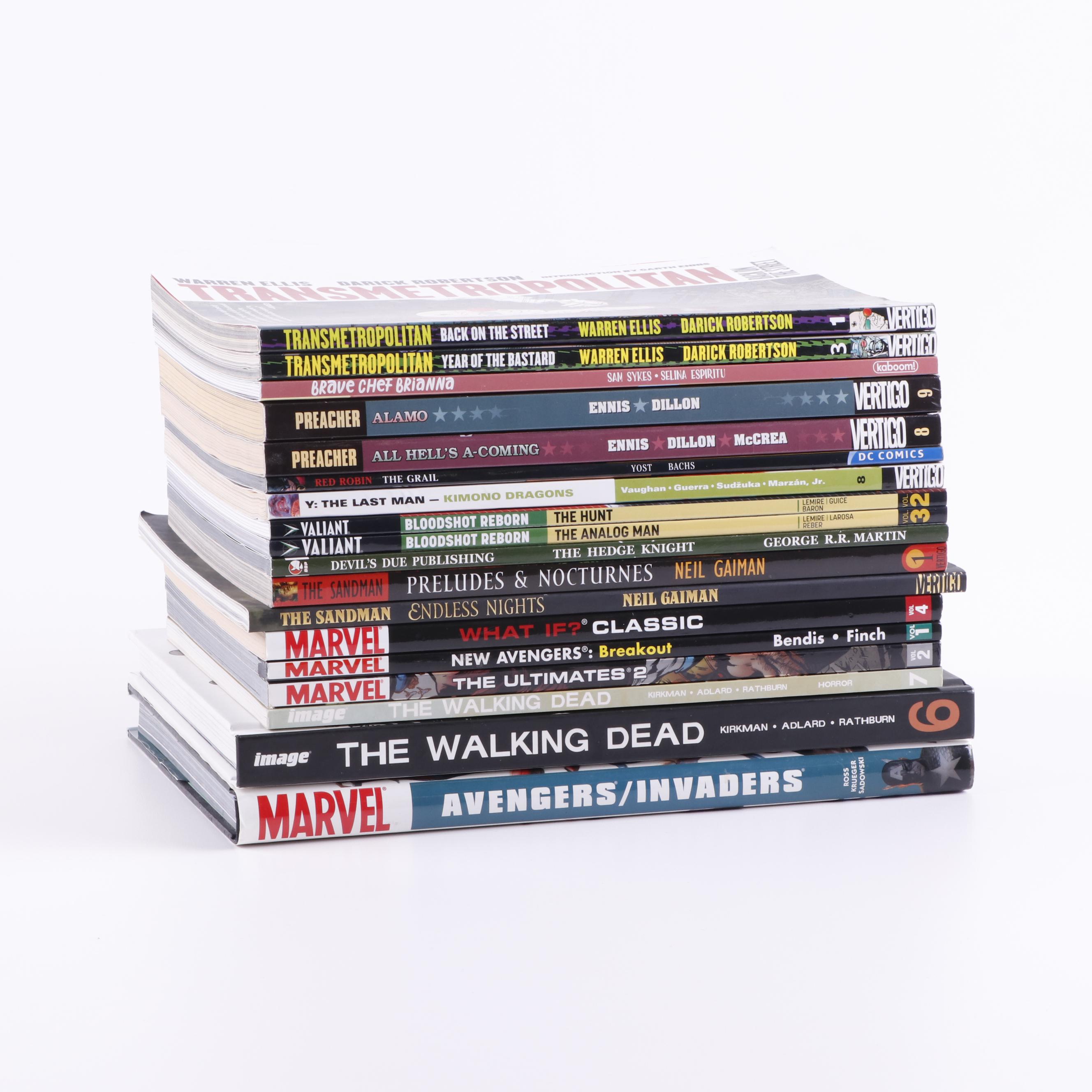 Modern Age Graphic Novels including "The Walking Dead" and "The Sandman"