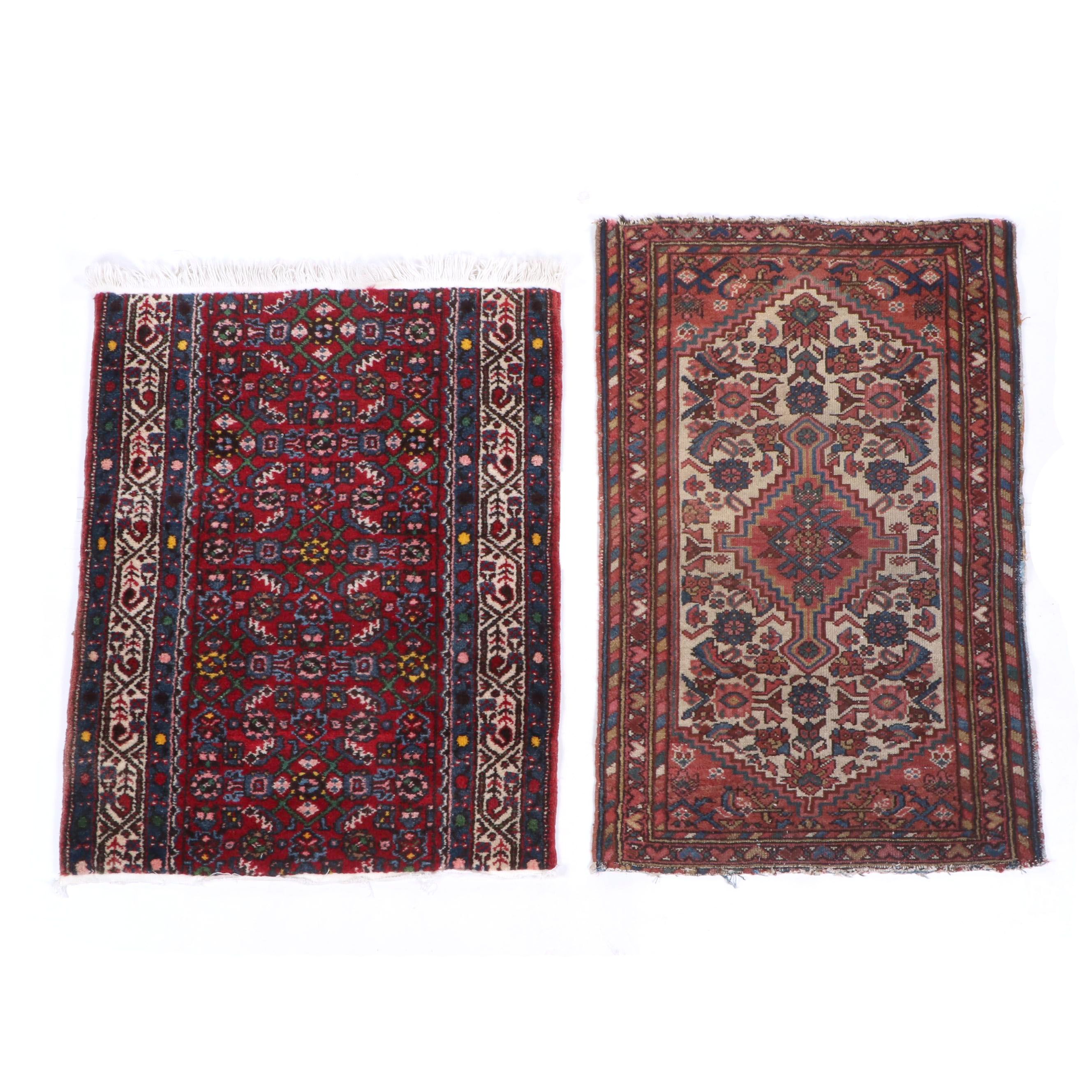 Hand-Knotted Persian Wool Rug and Remnant