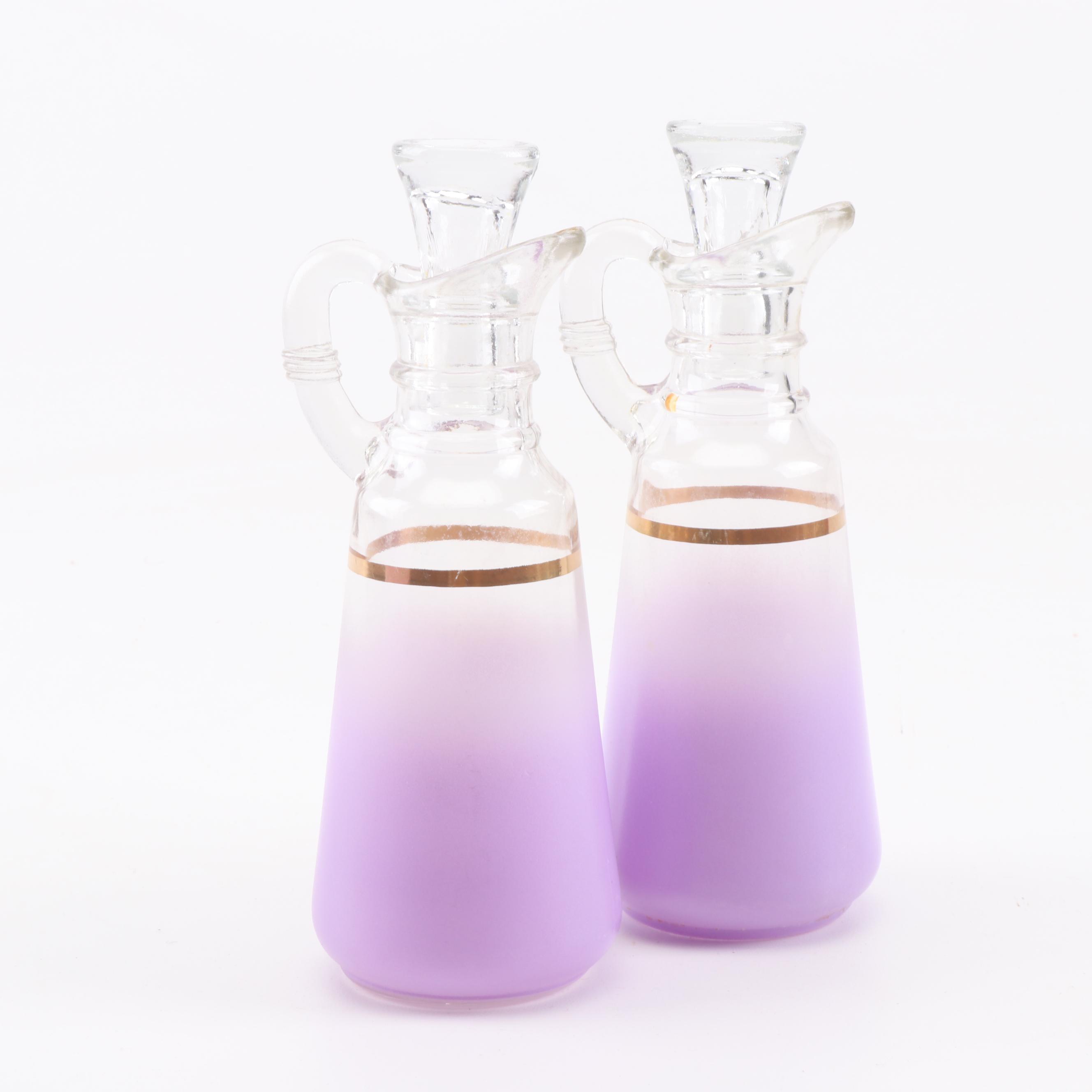 Anchor Hocking Purple Ombré Glass Salad Bowl, Cruets and Salt and Pepper Set