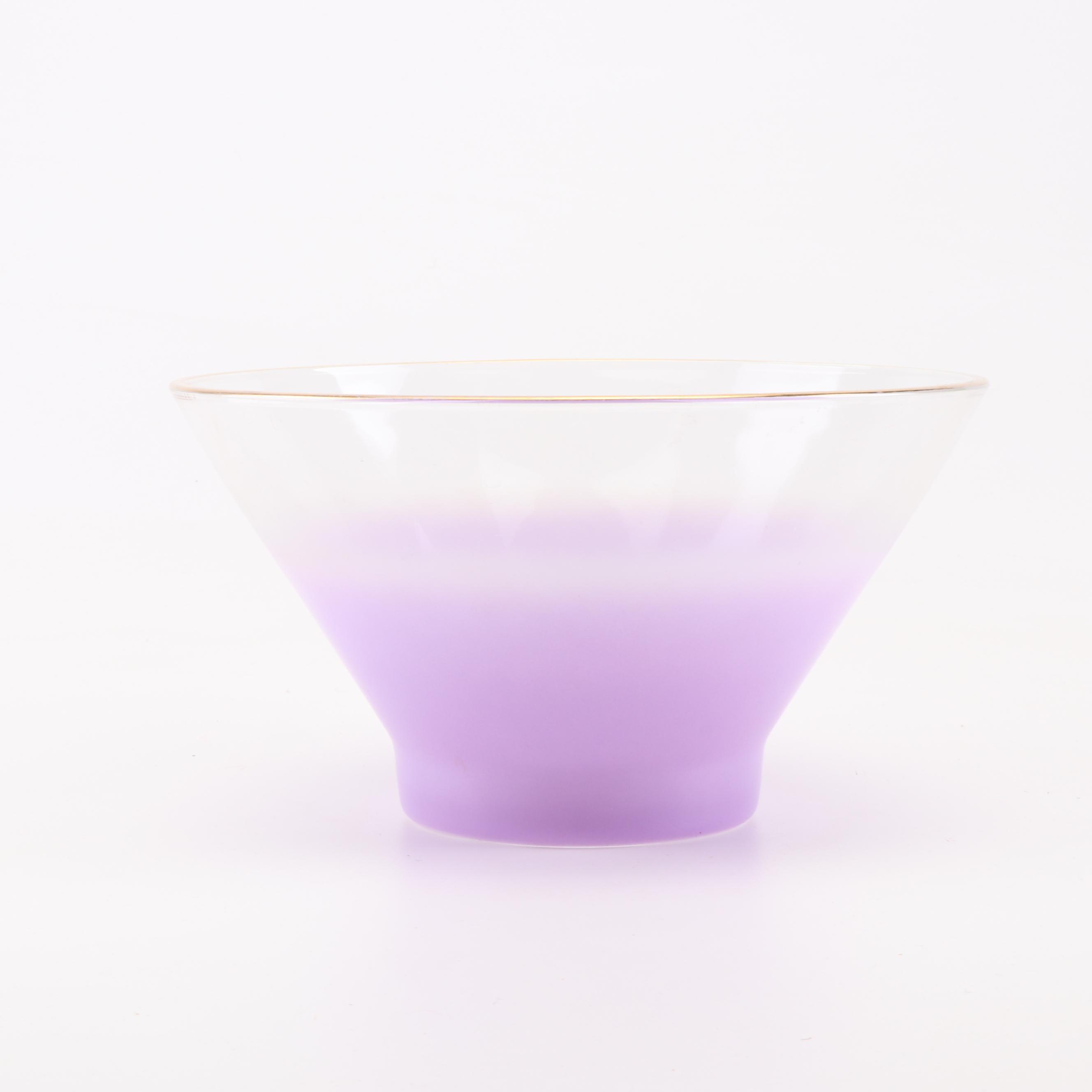 Anchor Hocking Purple Ombré Glass Salad Bowl, Cruets and Salt and Pepper Set