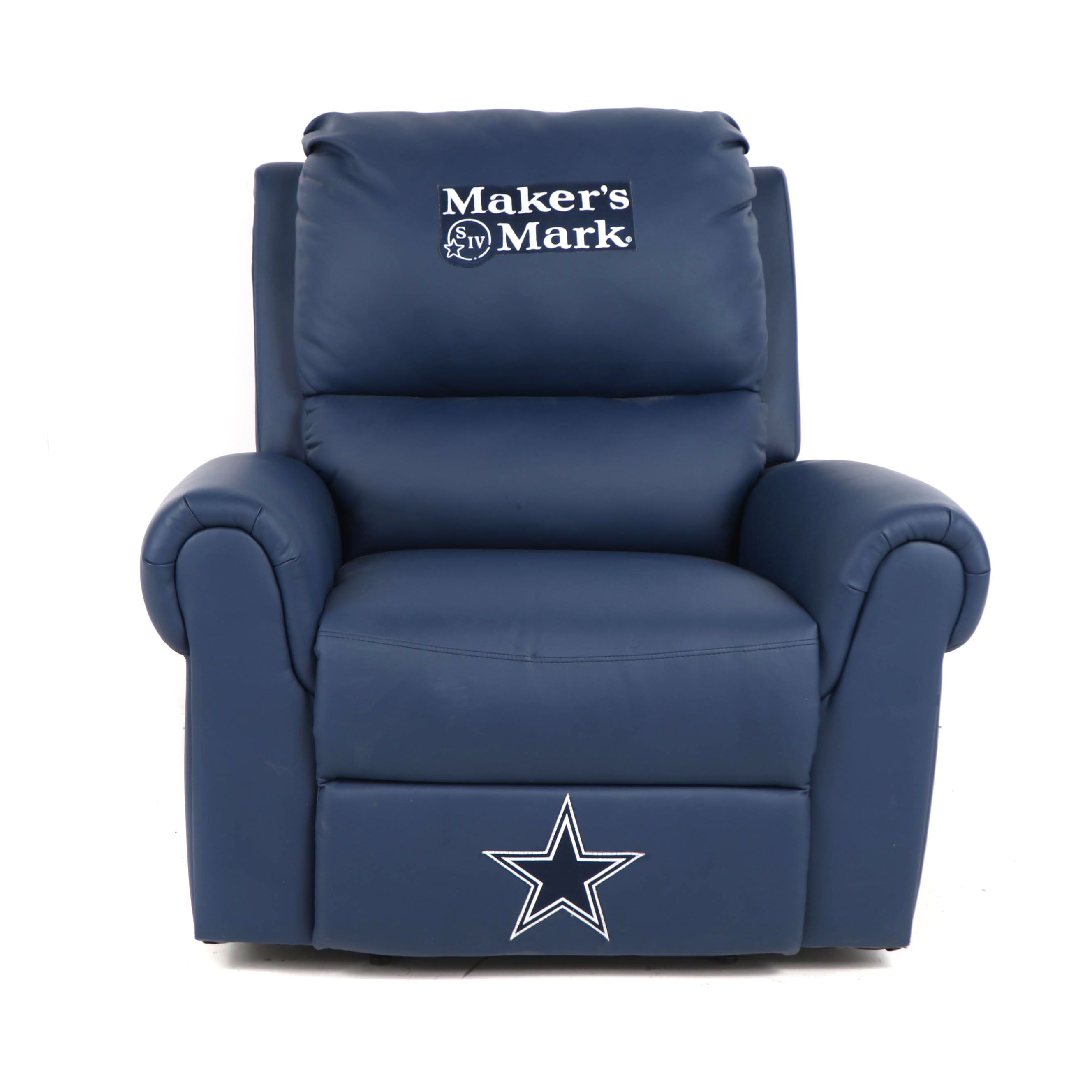 Dallas Cowboys and Maker's Mark Themed Faux Leather Recliner, 21st Century