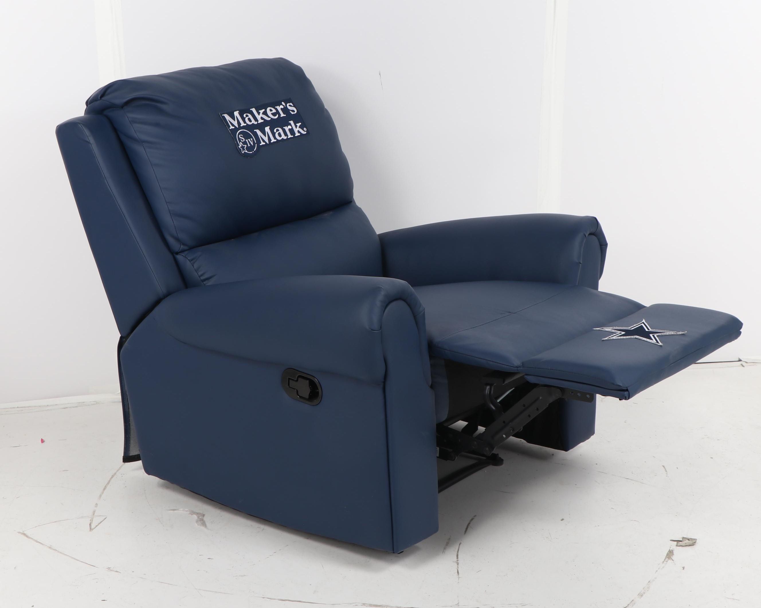 Dallas Cowboys and Maker's Mark Themed Faux Leather Recliner, 21st Century