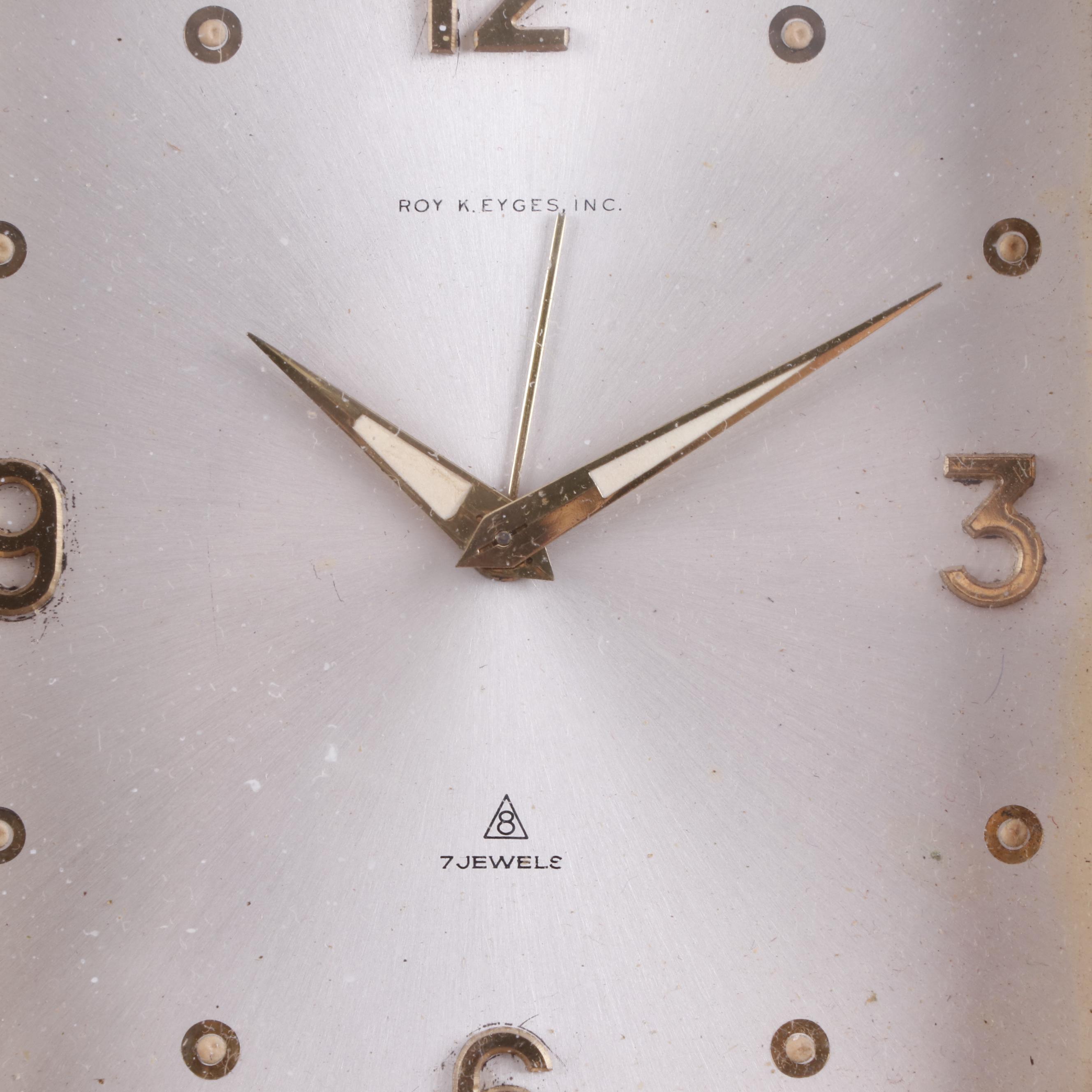 French Roy K. Eyges Brass Desk Clock