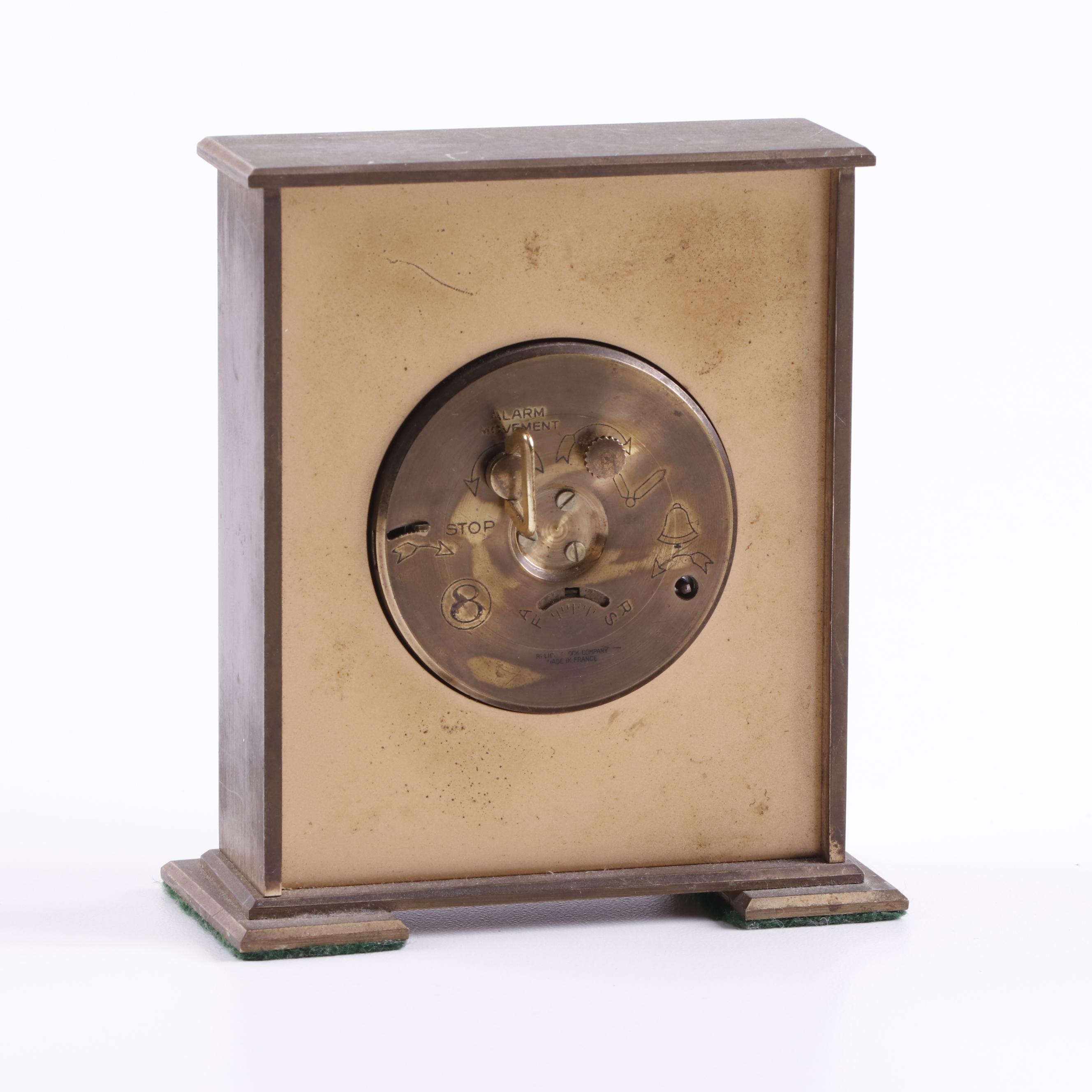 French Roy K. Eyges Brass Desk Clock