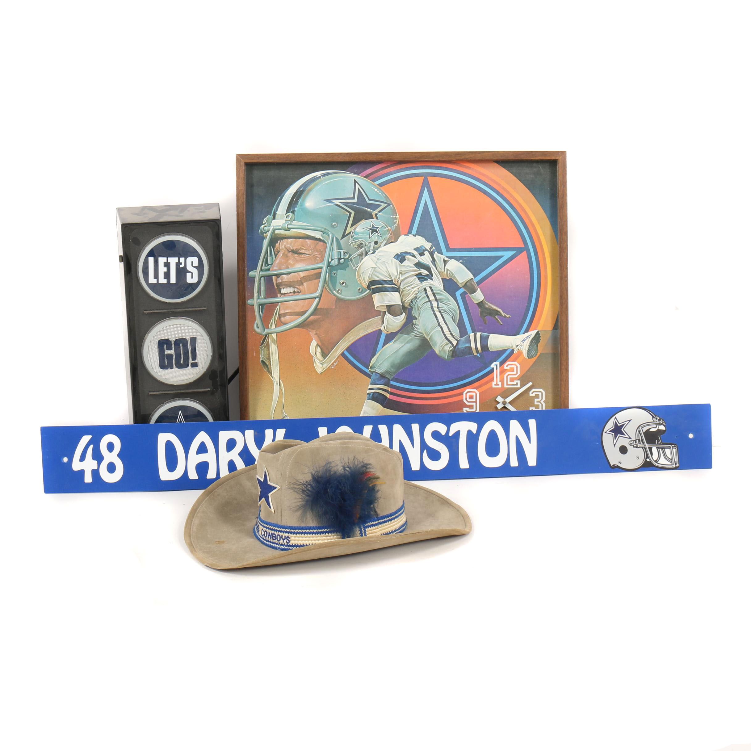 Dallas Cowboy Decor Including Daryl "Moose" Johnston Replica Locker Room Sign