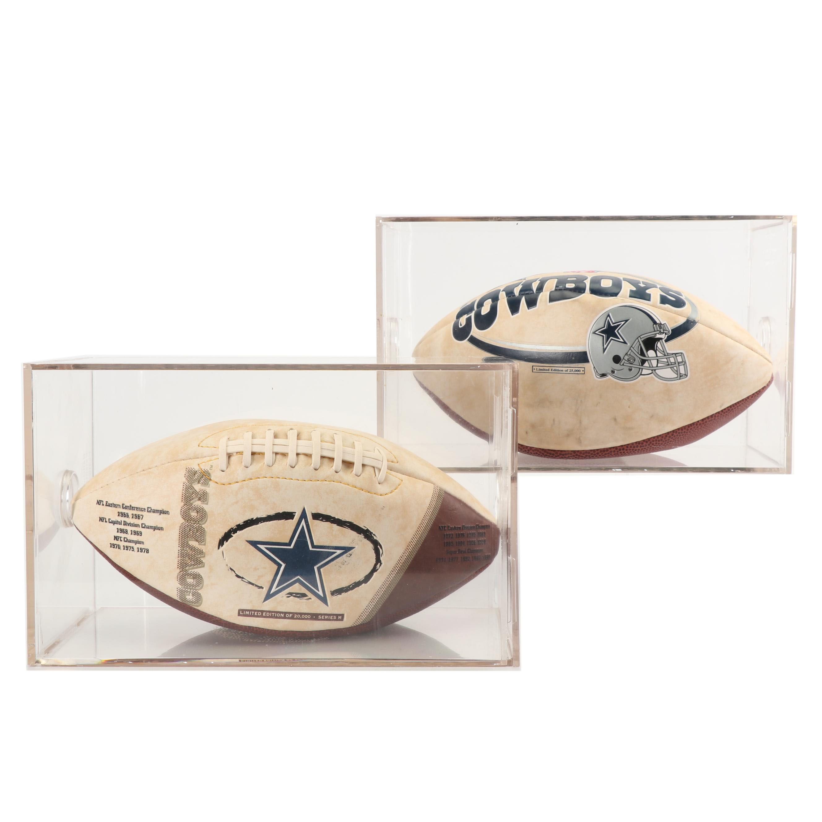 Dallas Cowboys Limited Edition Footballs including 1960/70s Winning Stats Ball