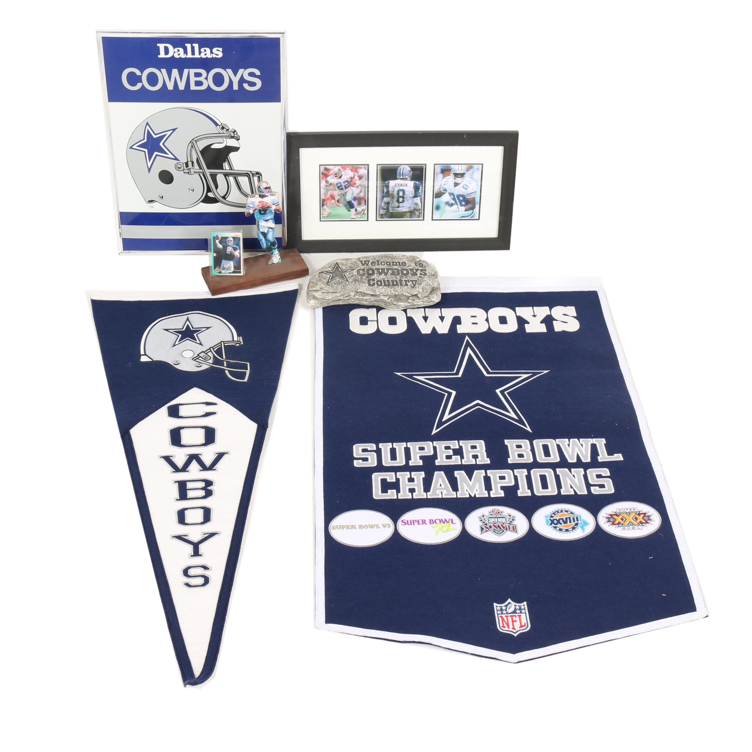 Dallas Cowboys Memorabilia including "Triplets" Framed Photo and Pendants