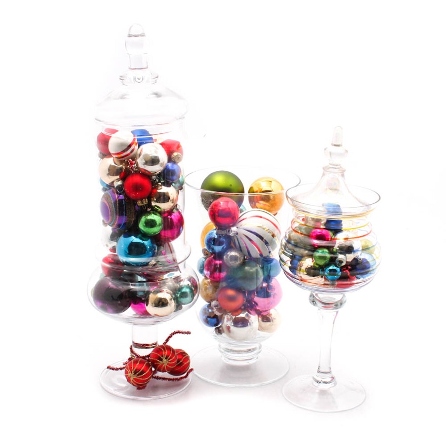 Glass Vase and Christmas Ornament Collection