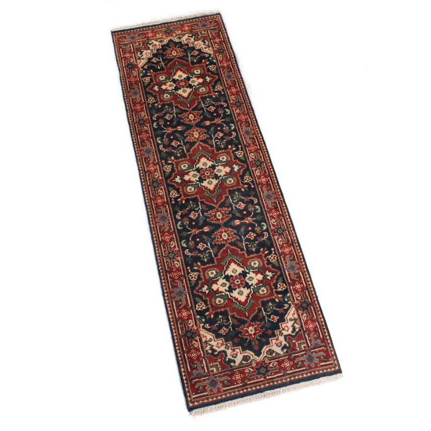 Hand-Knotted Indo-Persian Heriz Rug Runner