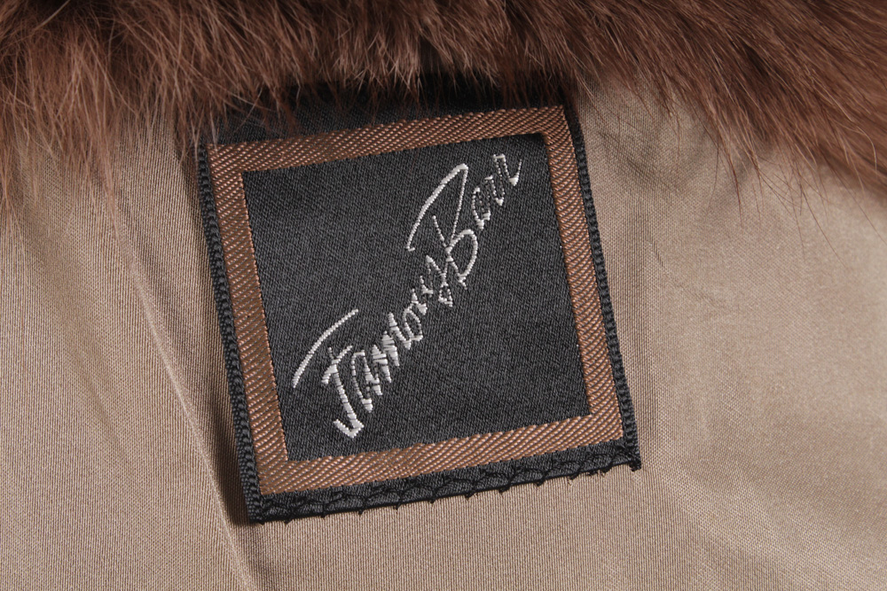 Brown Mink Fur Coat With Fox Fur Collar and Cuffs