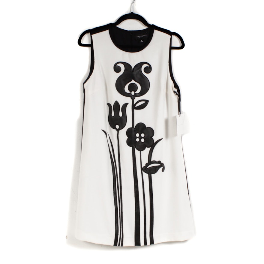 Victoria Beckham Black and White Mod-Style Shift Dress