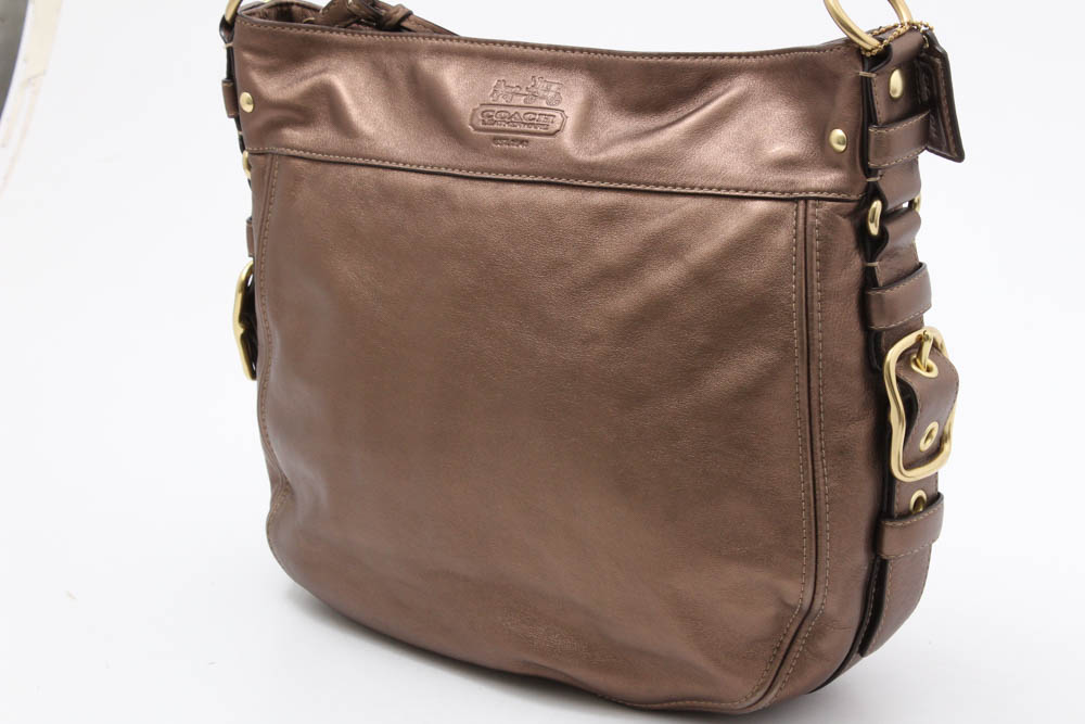 Coach "Zoe" Metallic Leather Hobo Bag