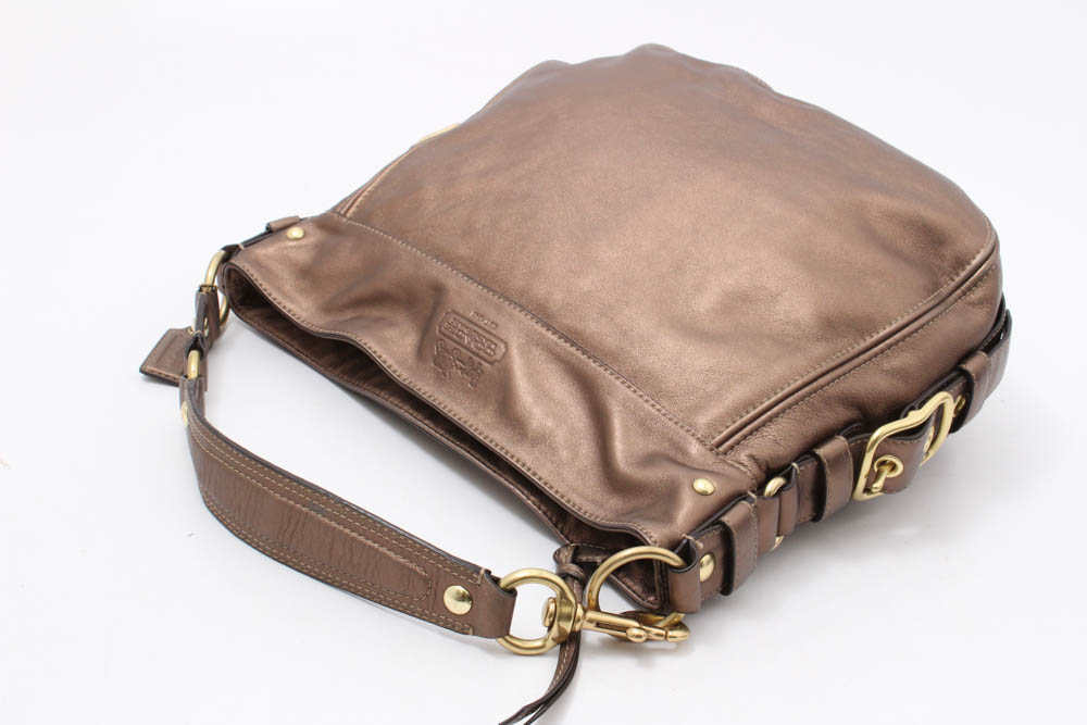 Coach "Zoe" Metallic Leather Hobo Bag