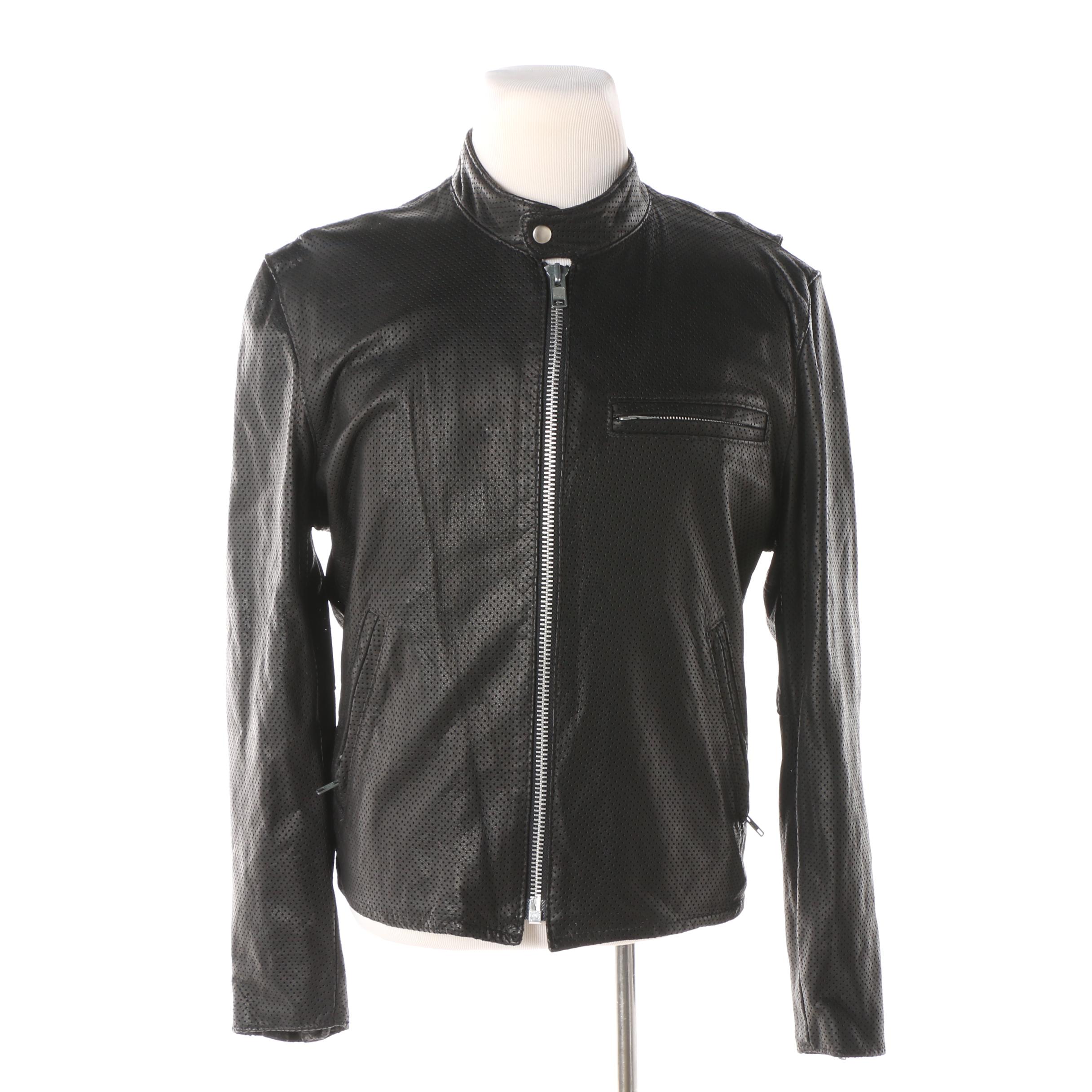 Kerr Leathers Black Perforated Leather Motocycle Jacket