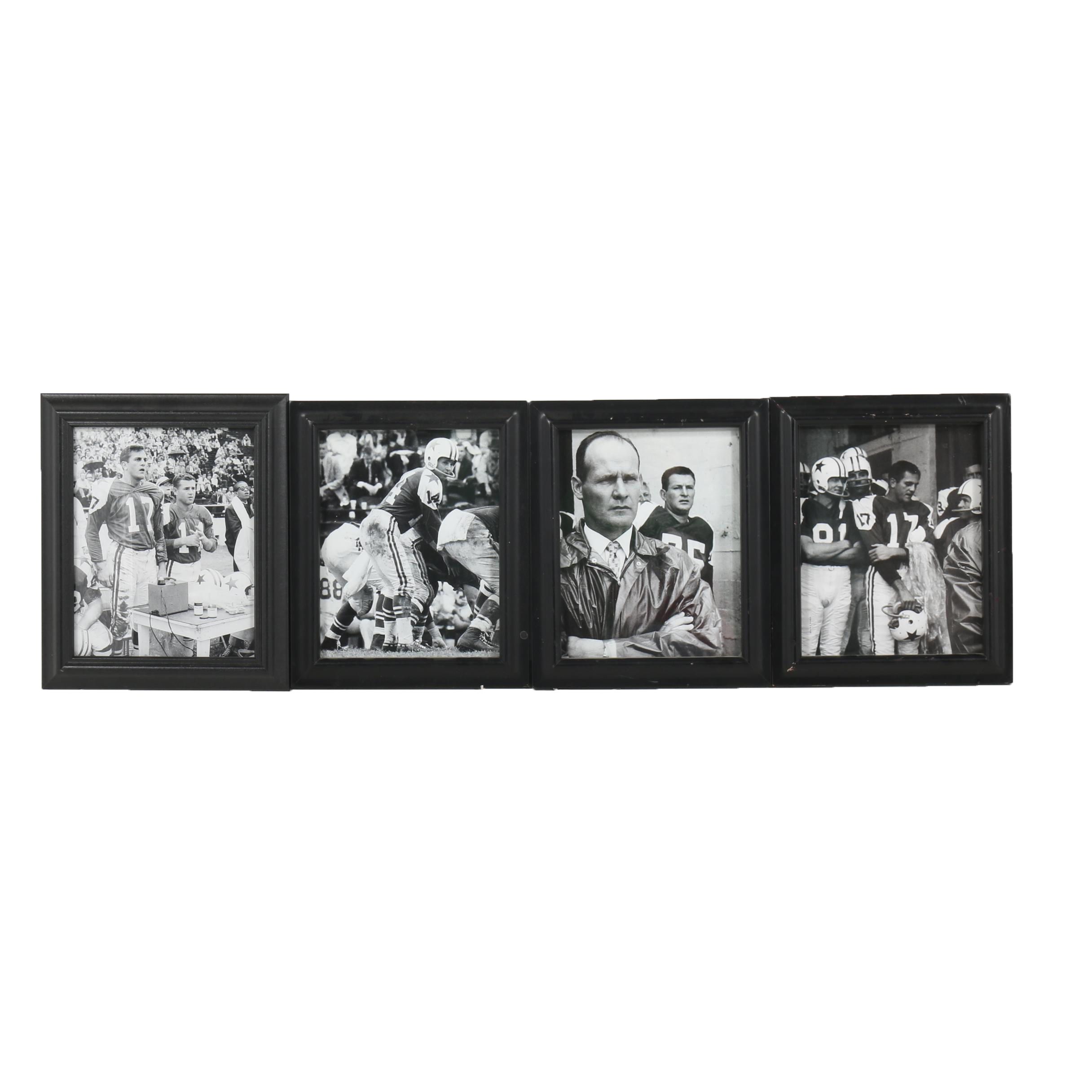 Black and White Prints of Vintage Cowboy Players including Tom Landry