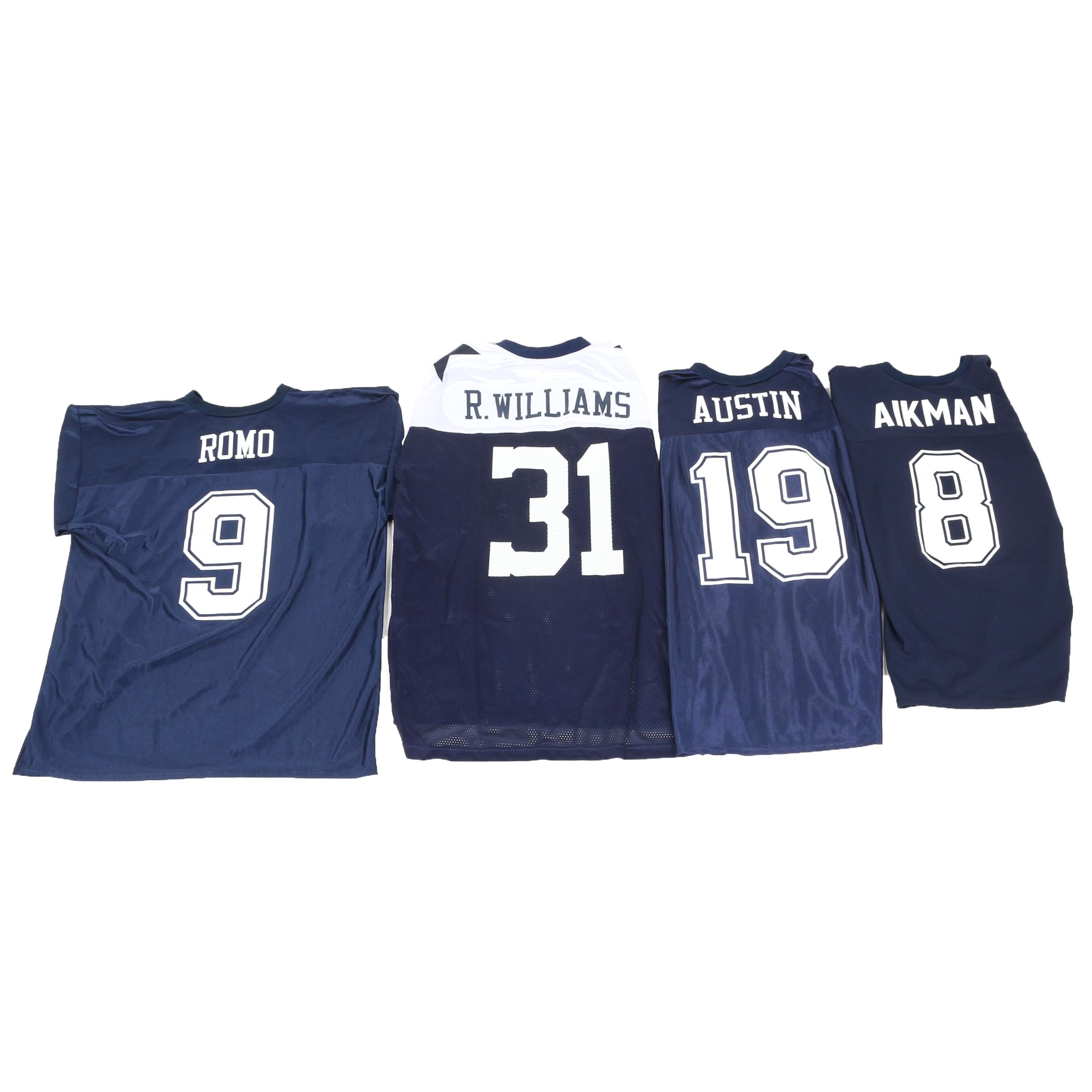 Troy Aikman, Tony Romo, Ricky Williams and Miles Austin Dallas Cowboy Jerseys