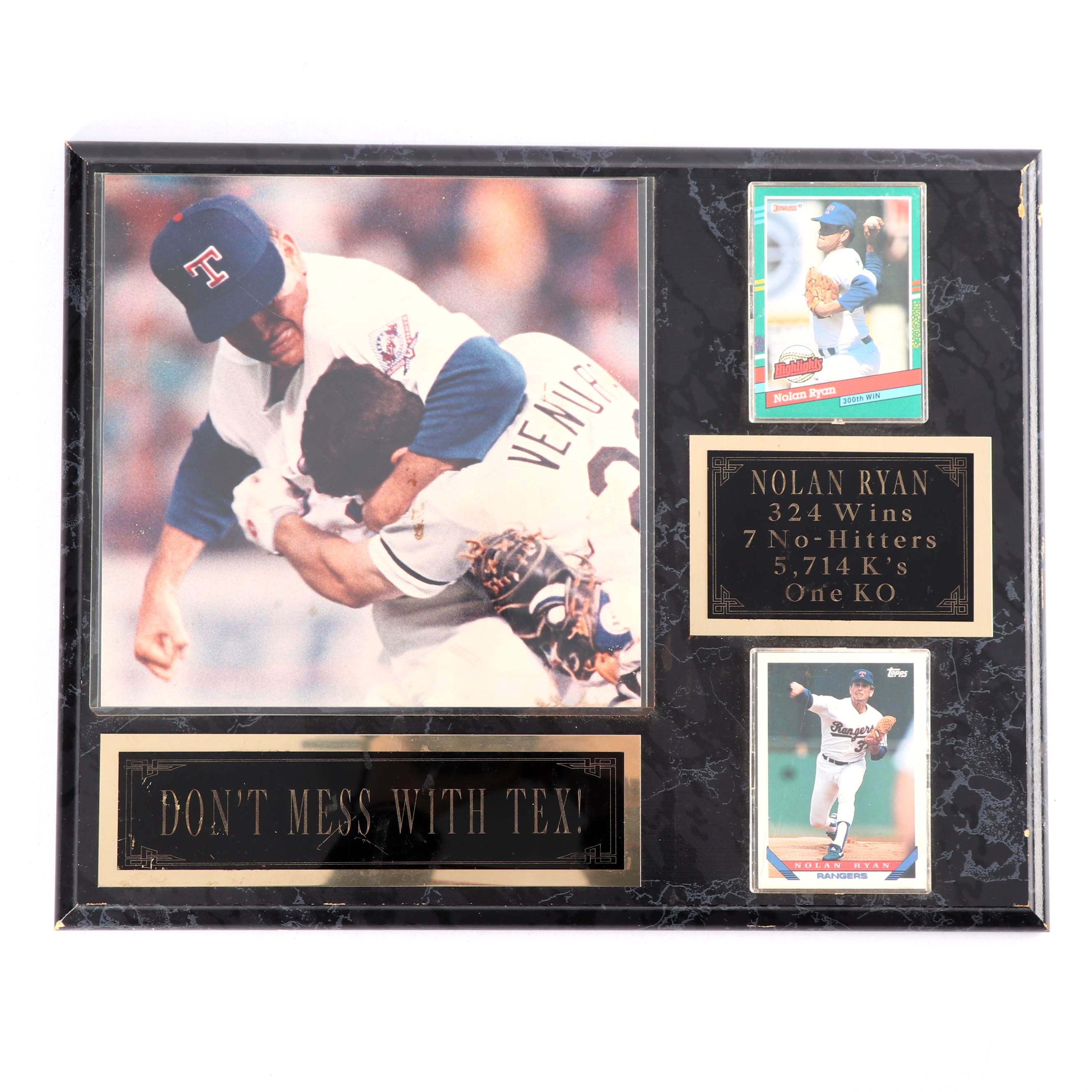 Nolan Ryan "Dont Mess With Tex" Plaque with Trading Cards