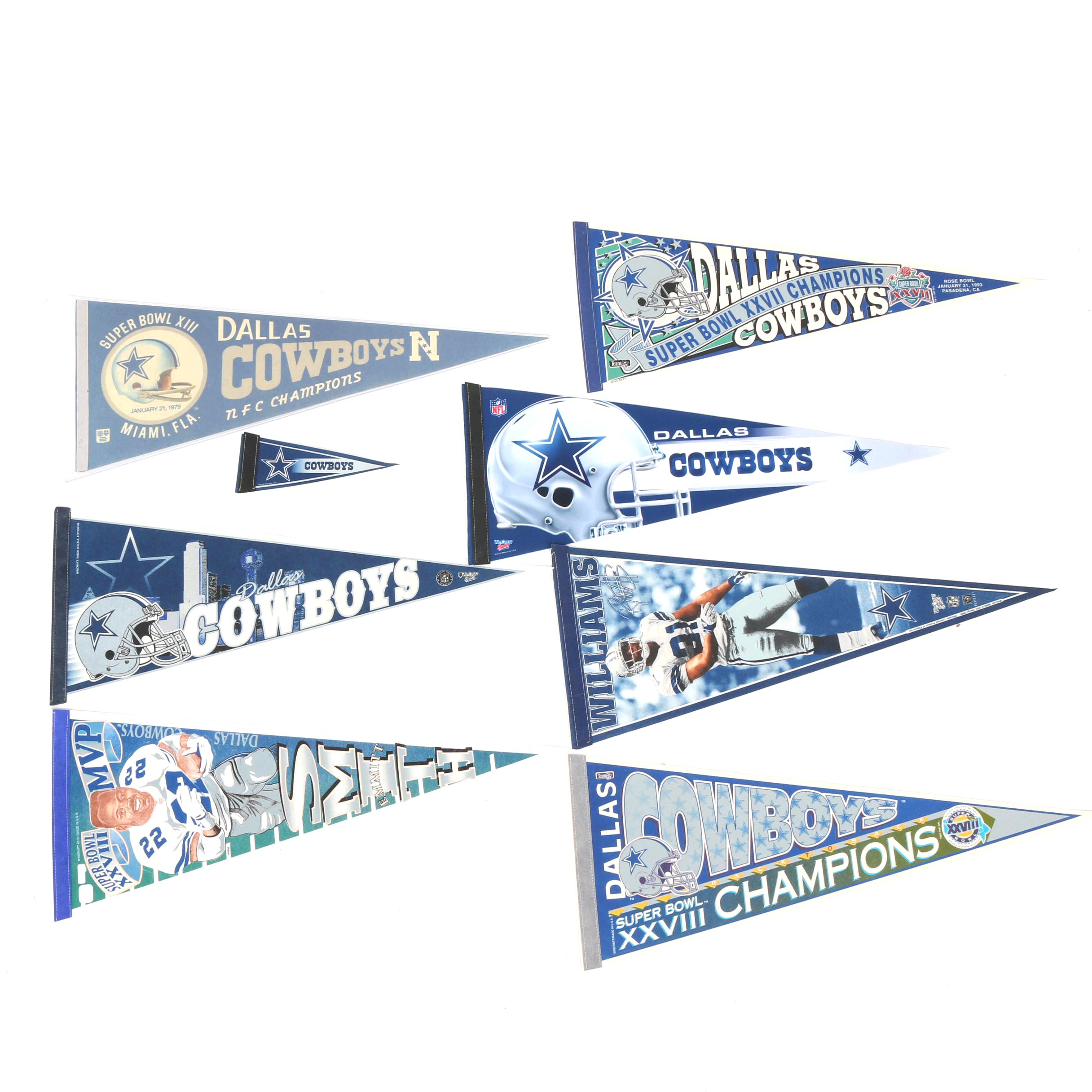 Dallas Cowboys Pennants Including Vintage Superbowl XIII Pennant