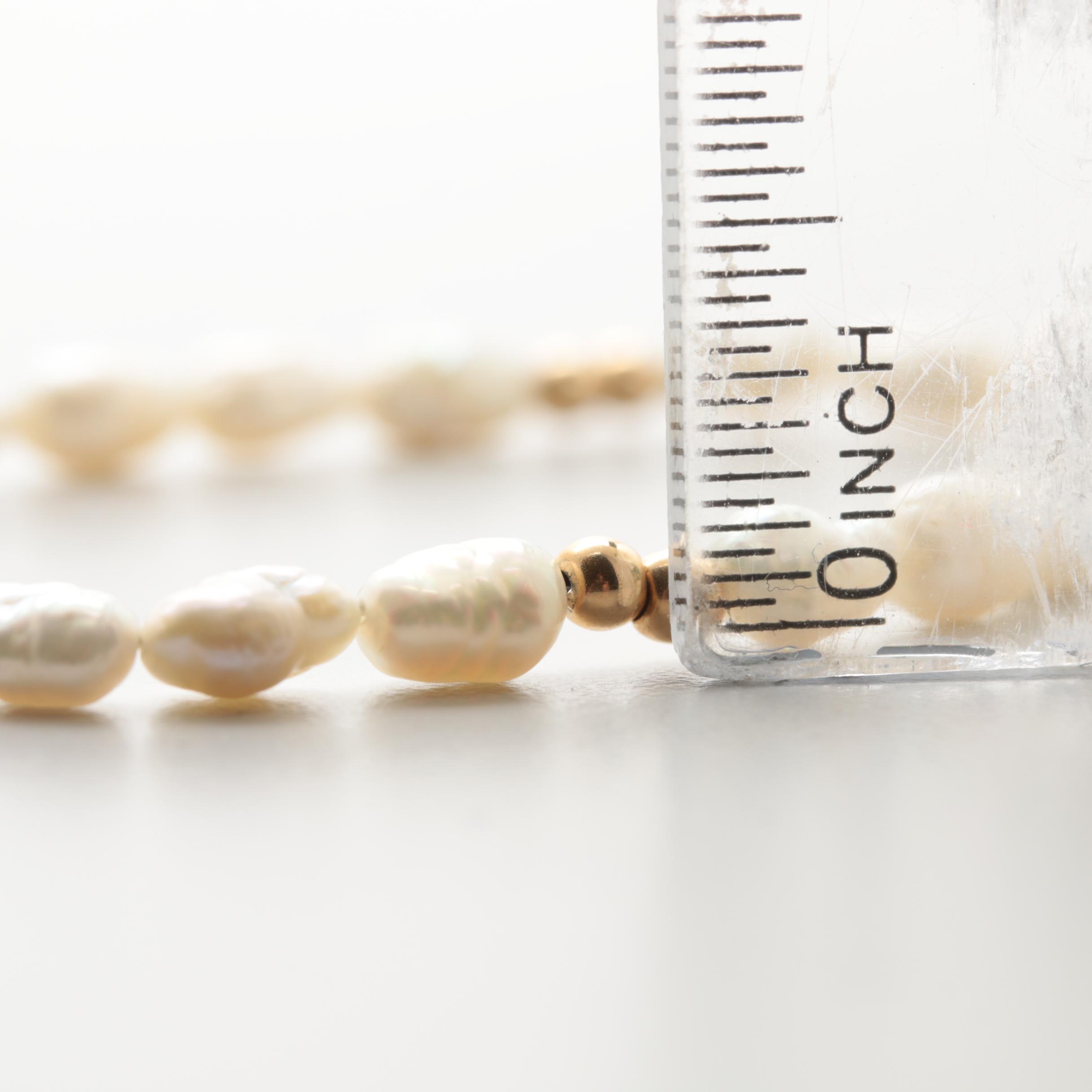 14K Yellow Gold Cultured Pearl Bracelet