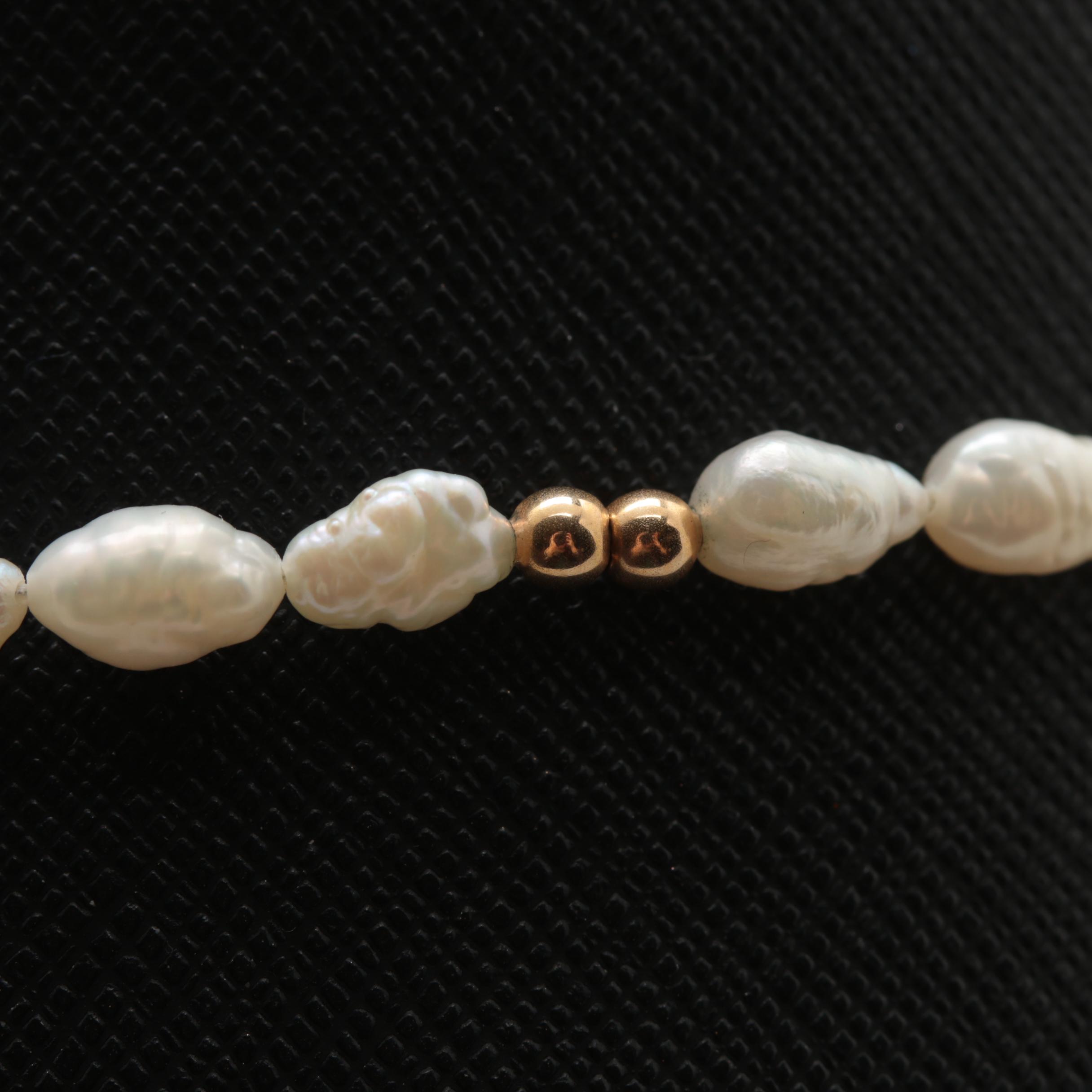14K Yellow Gold Cultured Pearl Bracelet