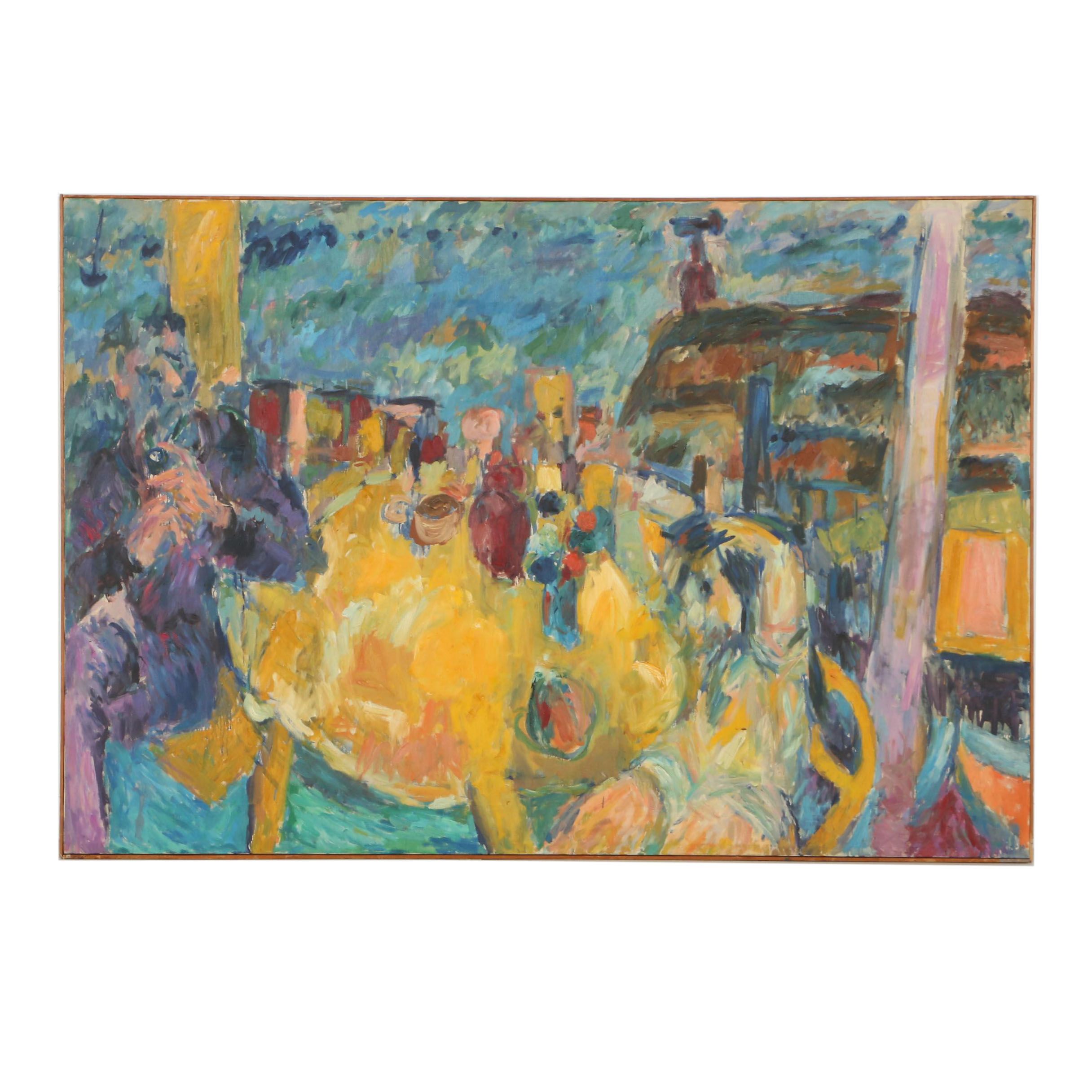 George Segal 1956 Monumental Oil Painting "Girl Combing Her Hair"