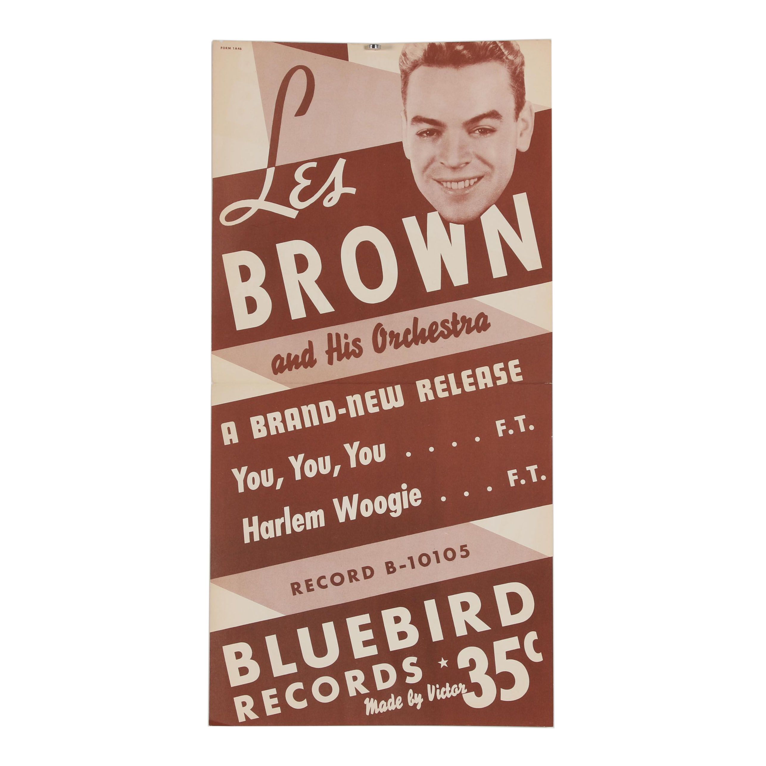 Bluebird Records Lithograph Poster "Les Brown and His Orchestra"