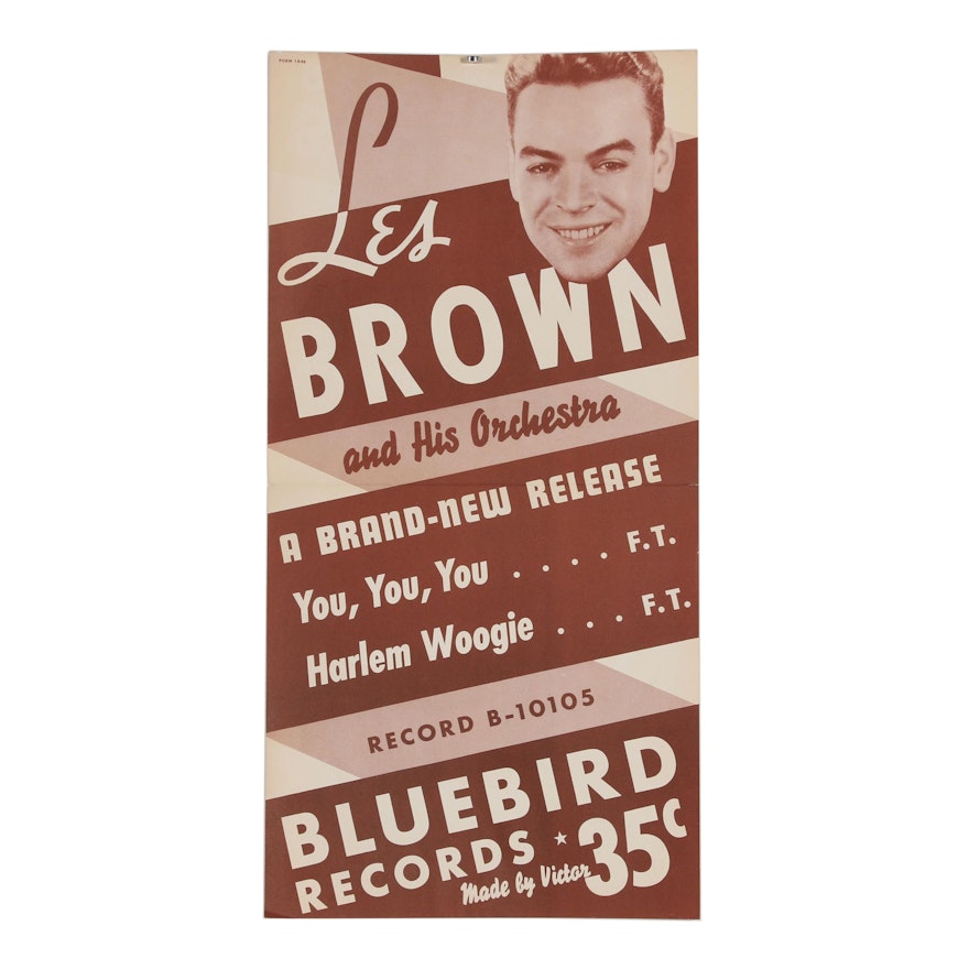 Bluebird Records Lithograph Poster "Les Brown and His Orchestra"