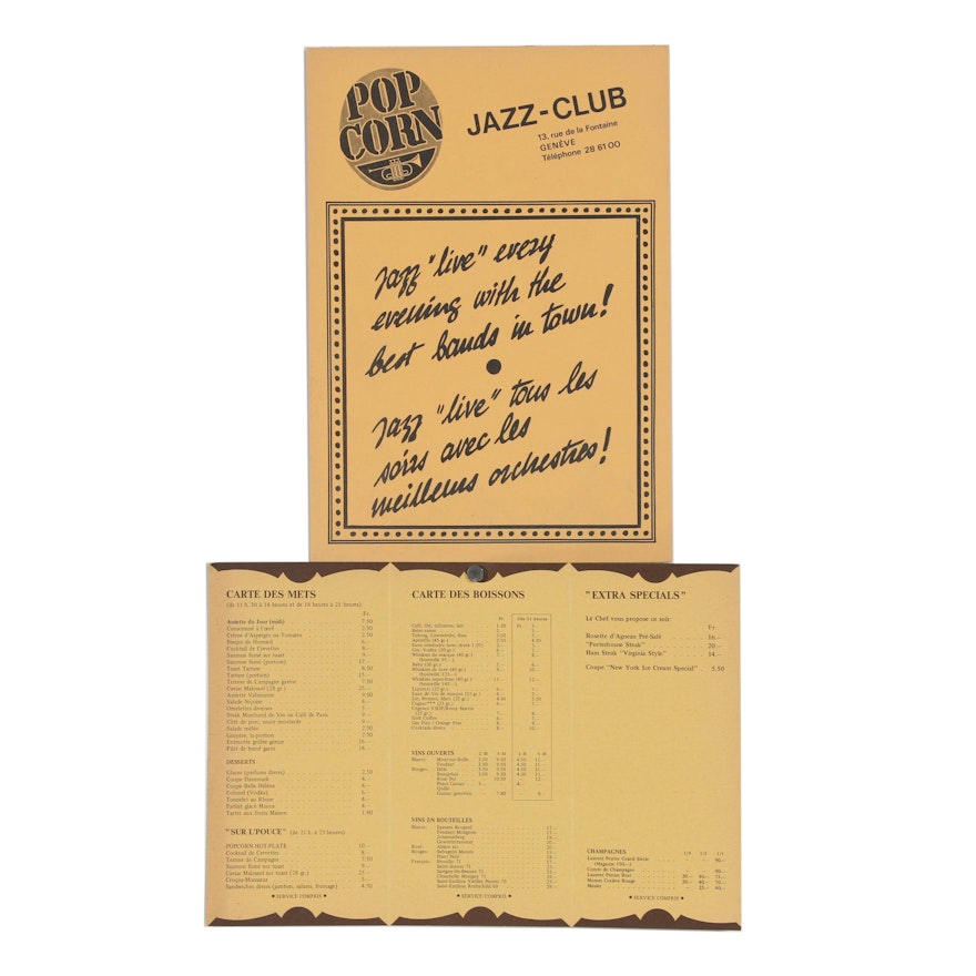 Lithograph Advertisements for the Popcorn Jazz-Club