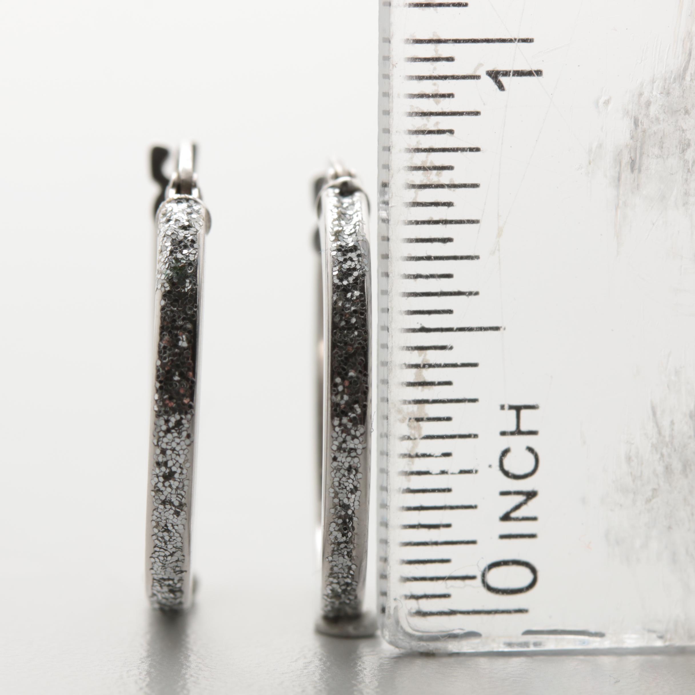 14K White Gold Hoop Earrings